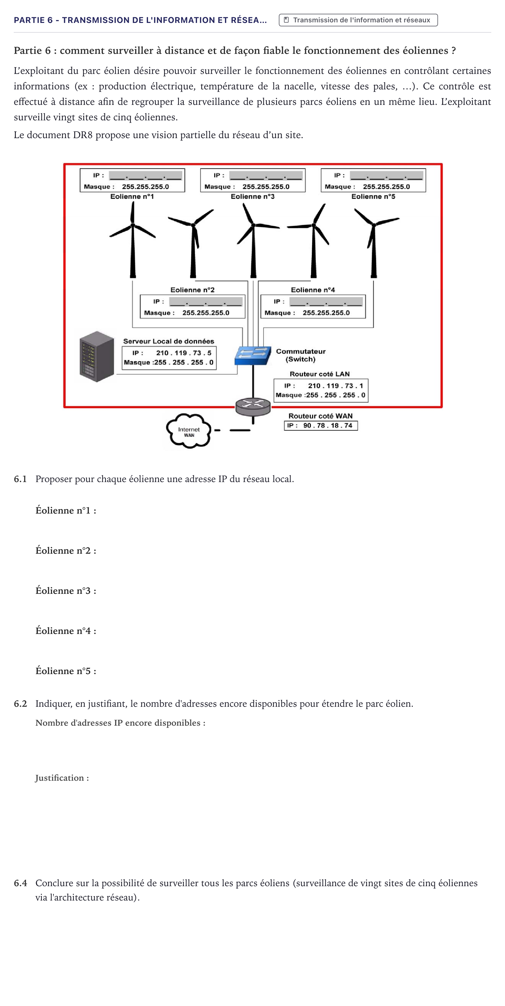Énoncé: Partie 6 - Transmission de l'information et résea… · Bac STI2D Ingénierie, Innovation et Développement Durable Métropole - EE 2025