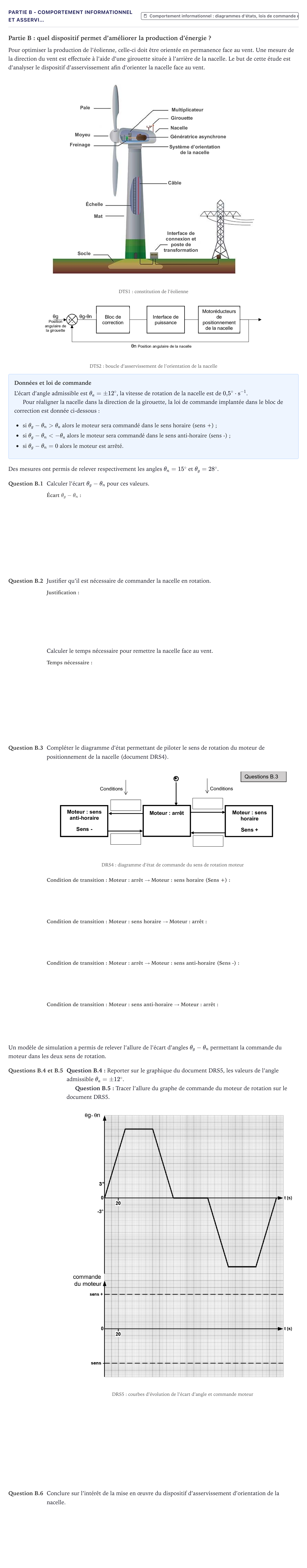 Énoncé: Partie B - Comportement informationnel et asservi… · Bac STI2D Ingénierie, Innovation et Développement Durable Métropole - EE 2025