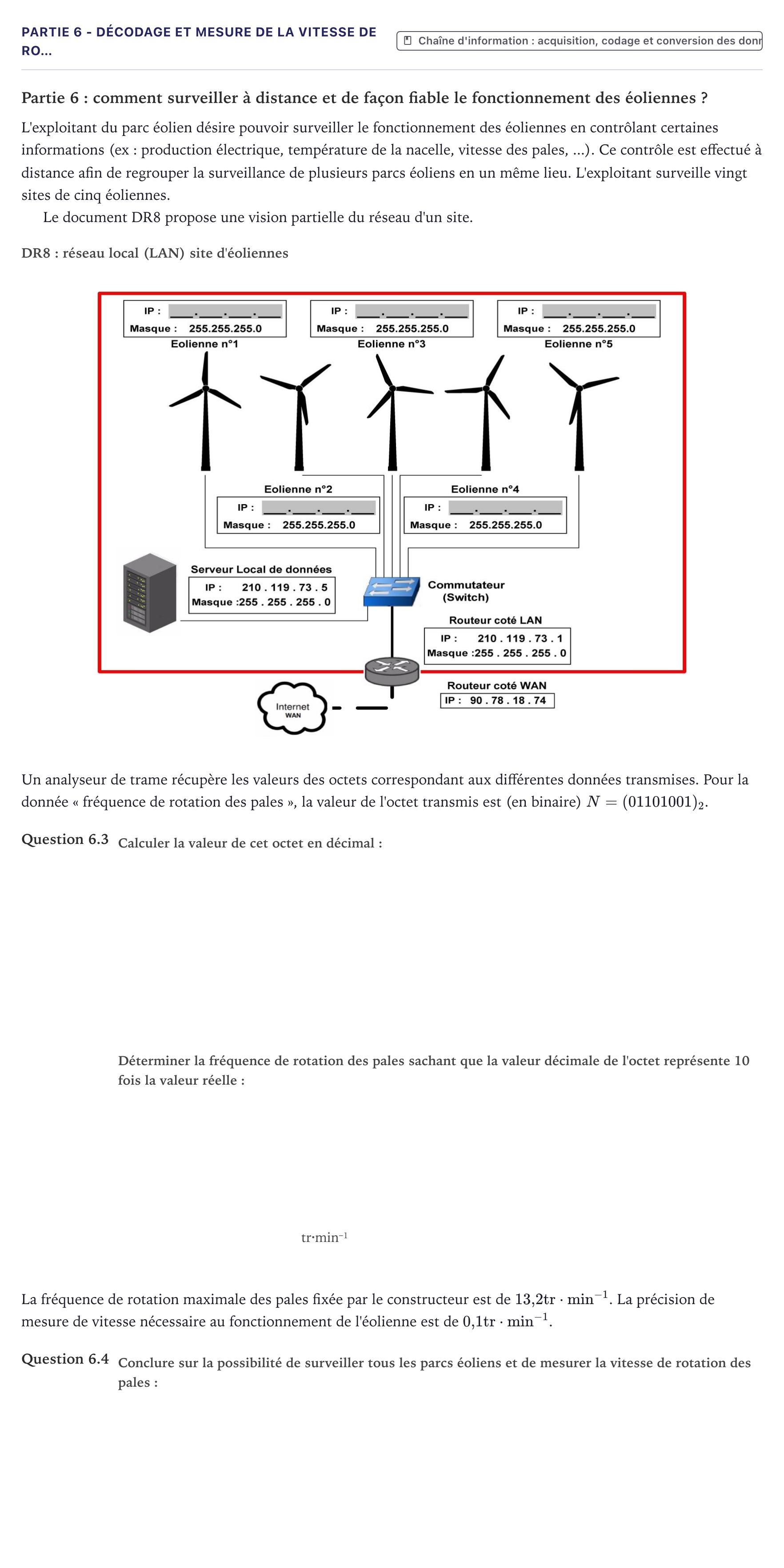 Énoncé: Partie 6 - Décodage et mesure de la vitesse de ro… · Bac STI2D Ingénierie, Innovation et Développement Durable Métropole - ITEC 2025