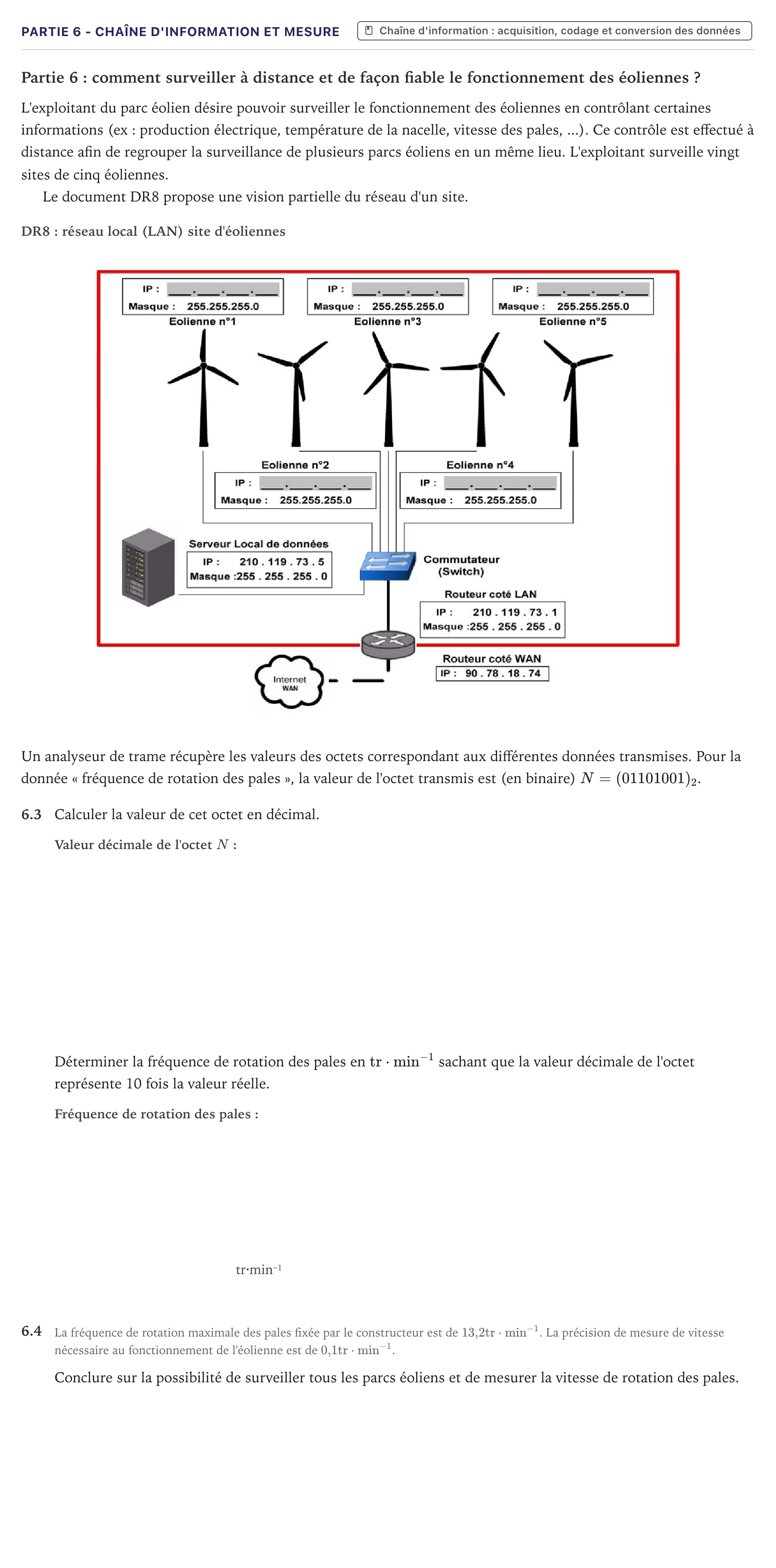 Énoncé: Partie 6 - Chaîne d'information et mesure · Bac STI2D Ingénierie, Innovation et Développement Durable Métropole - SIN 2025