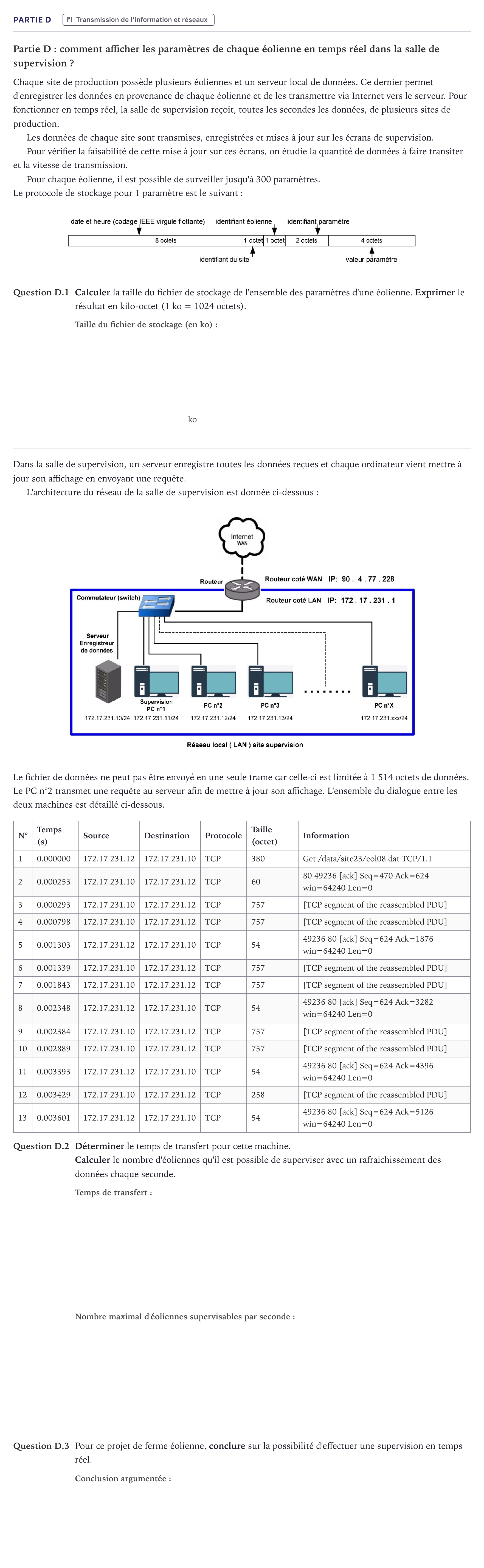 Énoncé: Partie D · Bac STI2D Ingénierie, Innovation et Développement Durable Métropole - SIN 2025
