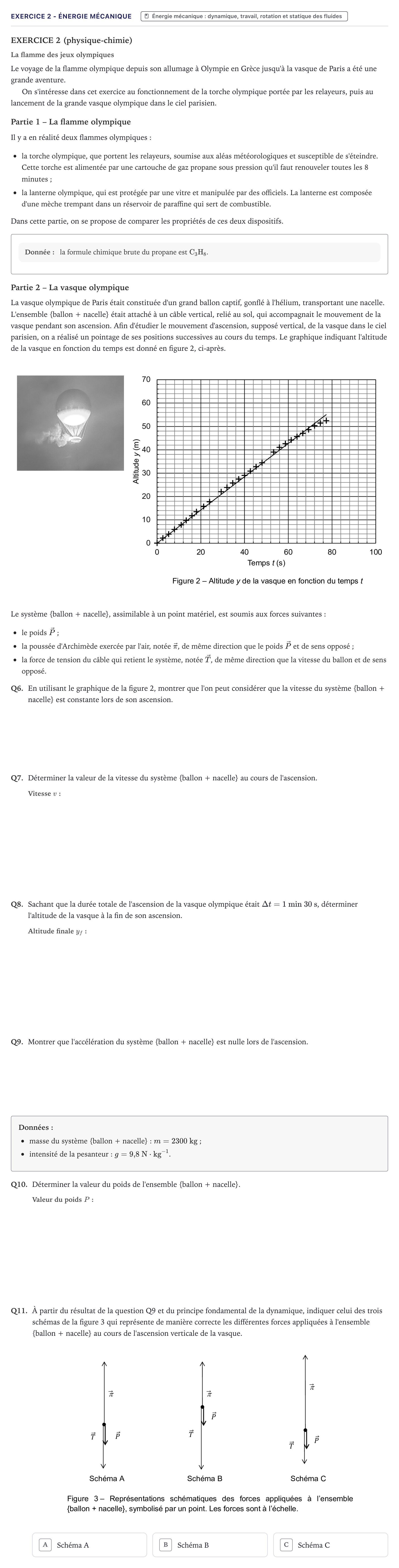 Énoncé: Exercice 2 - Énergie mécanique · Bac STI2D Physique-Chimie et Mathématiques Métropole 2025