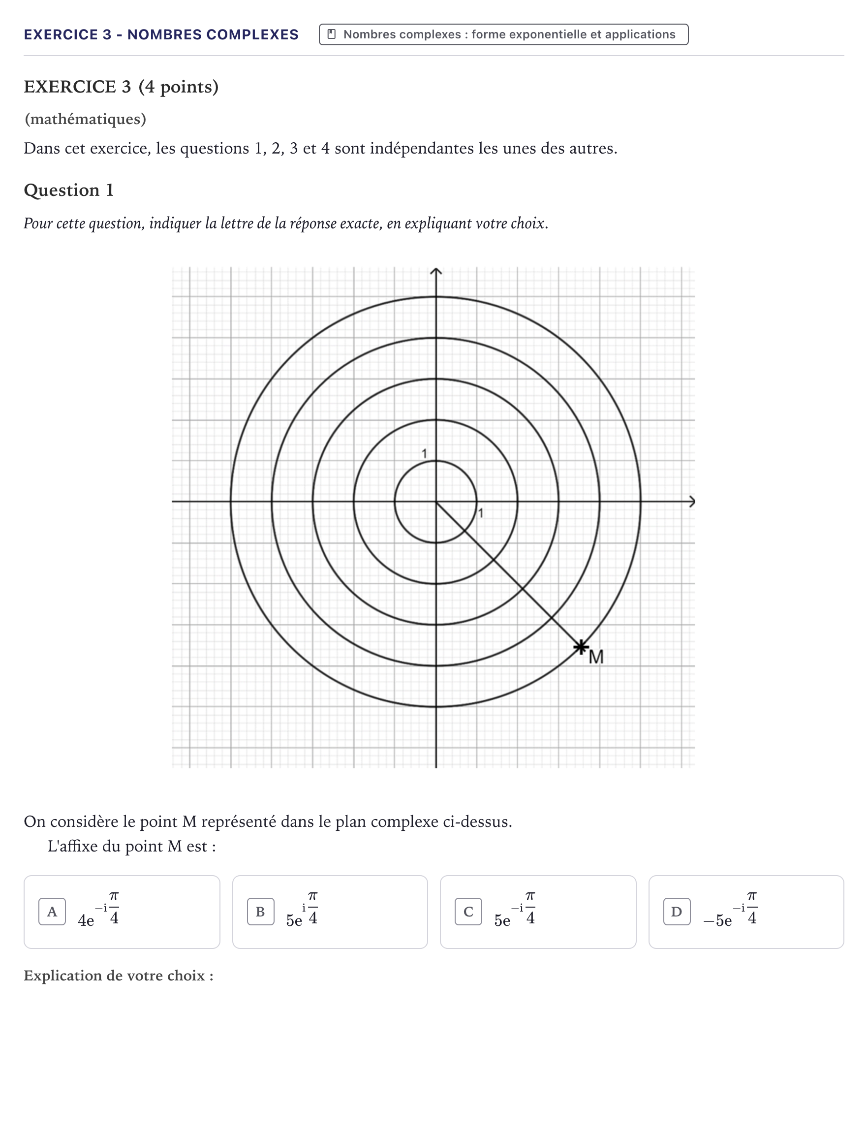 Énoncé: Exercice 3 - Nombres complexes · Bac STI2D Physique-Chimie et Mathématiques Métropole 2025