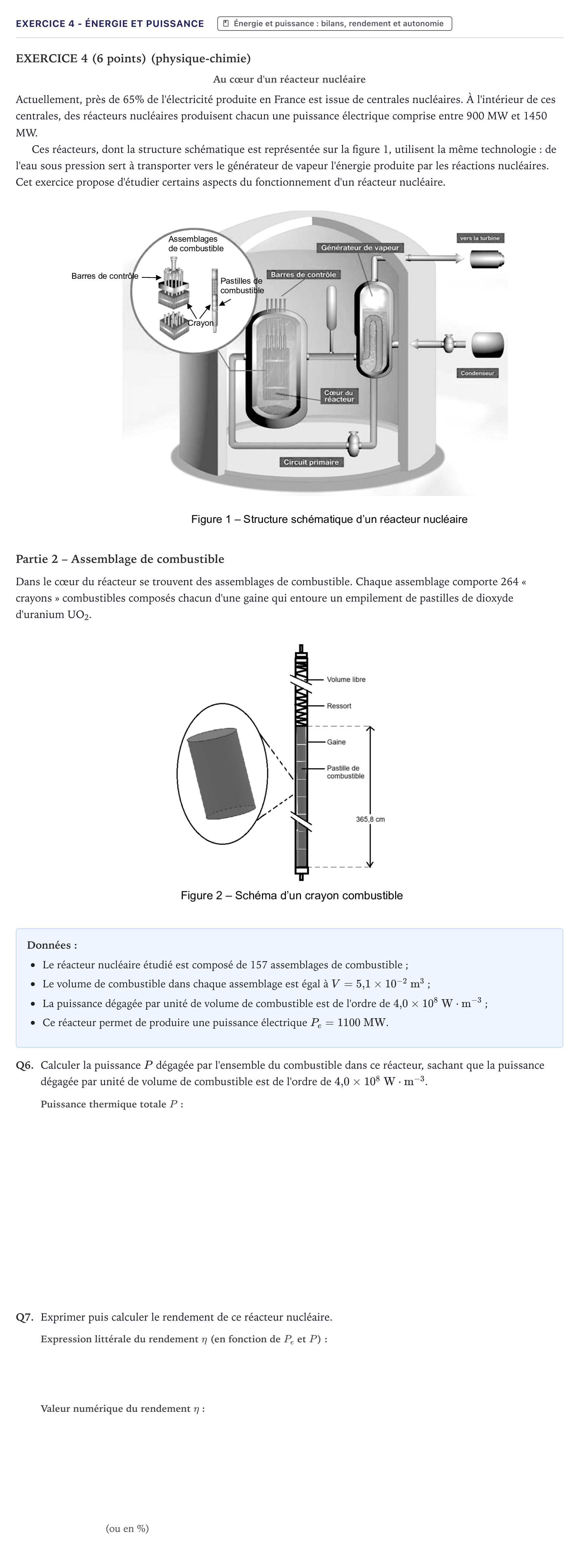 Énoncé: Exercice 4 - Énergie et puissance · Bac STI2D Physique-Chimie et Mathématiques Métropole 2025