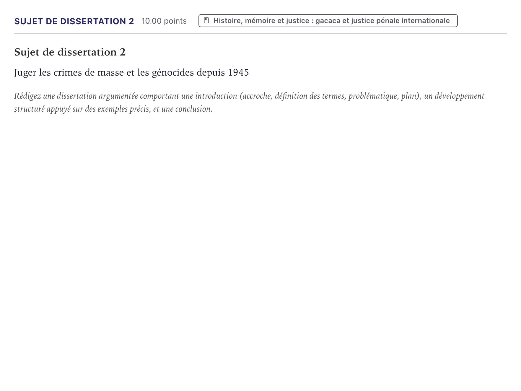 Énoncé: Sujet de dissertation 2 · Bac Histoire-Géographie, Géopolitique et Sciences Politiques Métropole 2024 (sujet 1)