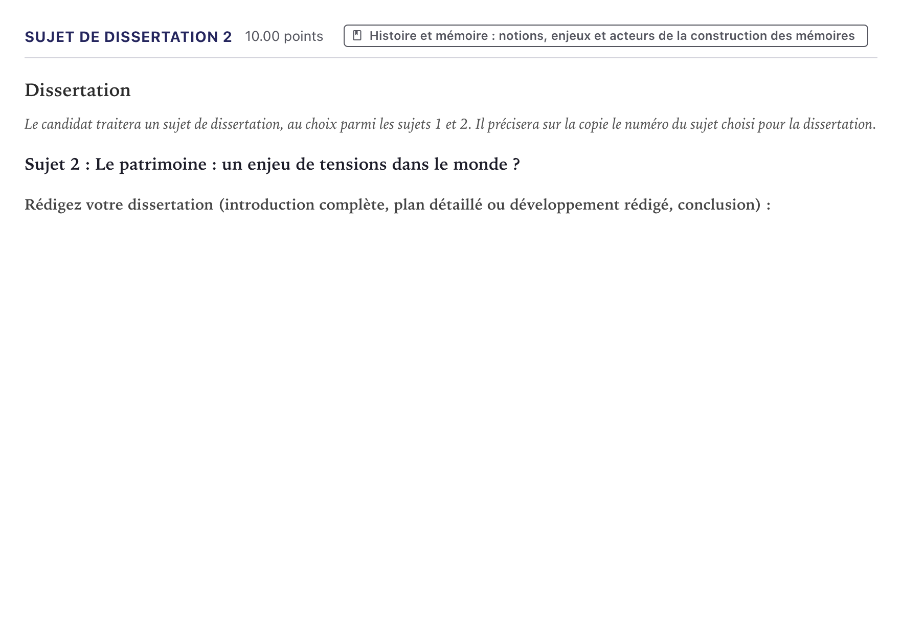 Énoncé: Sujet de dissertation 2 · Bac Histoire-Géographie, Géopolitique et Sciences Politiques Métropole 2024 (sujet 2)