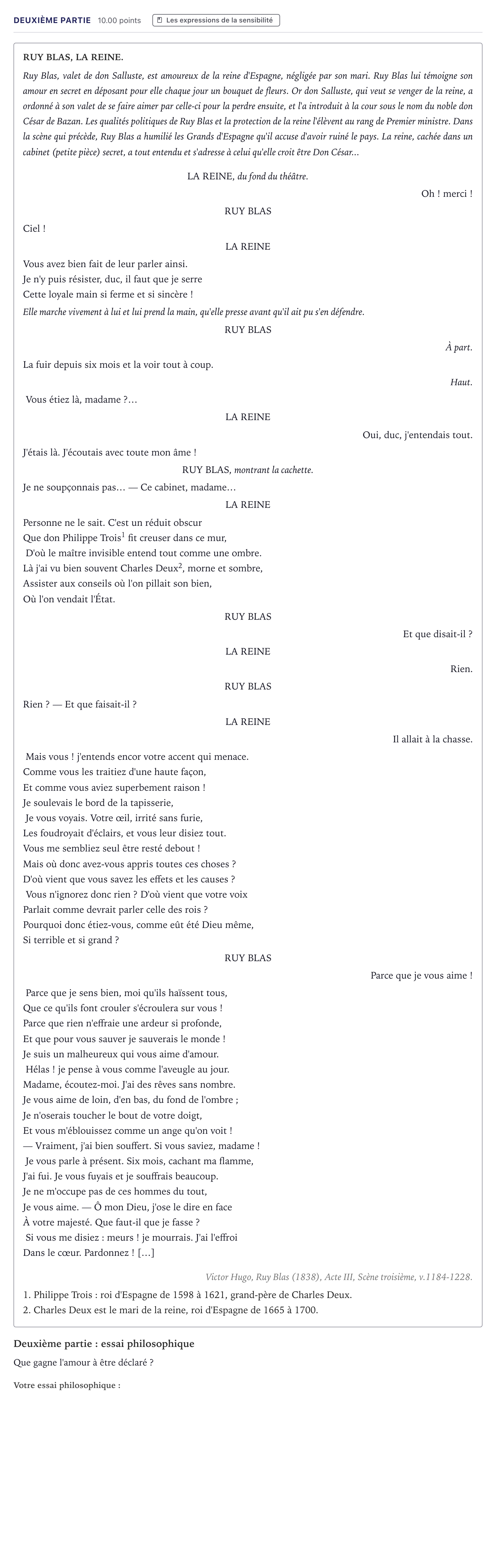 Énoncé: Exercice Deuxième partie · Bac Humanités, Littérature et Philosophie Métropole 2024 (sujet 2)
