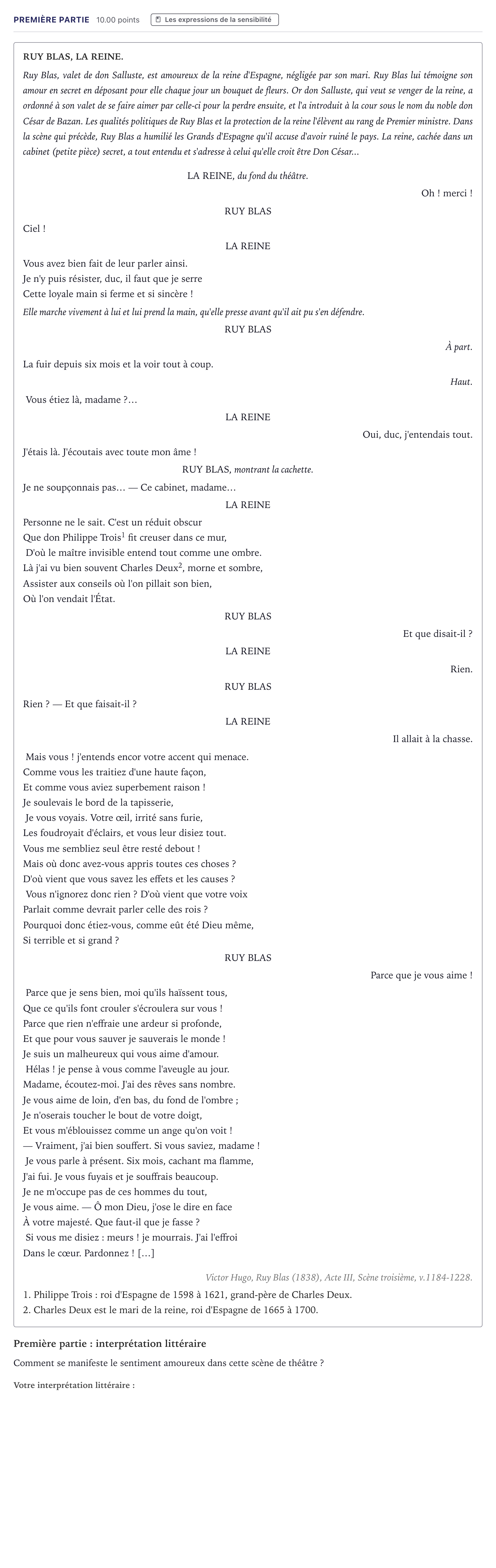 Énoncé: Exercice Première partie · Bac Humanités, Littérature et Philosophie Métropole 2024 (sujet 2)