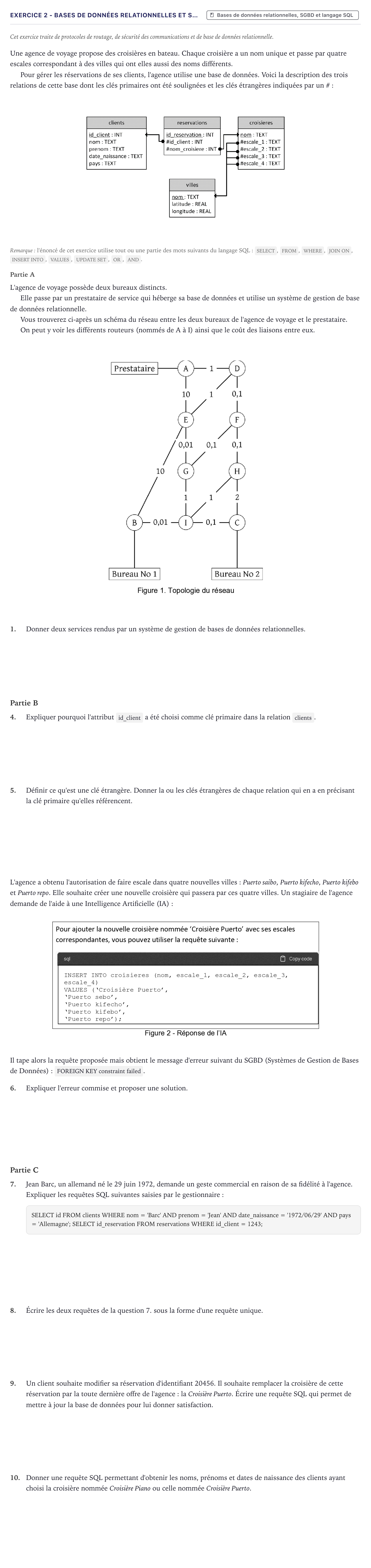 Énoncé: Exercice 2 - Bases de données relationnelles et S… · Bac Numérique et Sciences Informatiques Métropole 2024 (sujet 1)