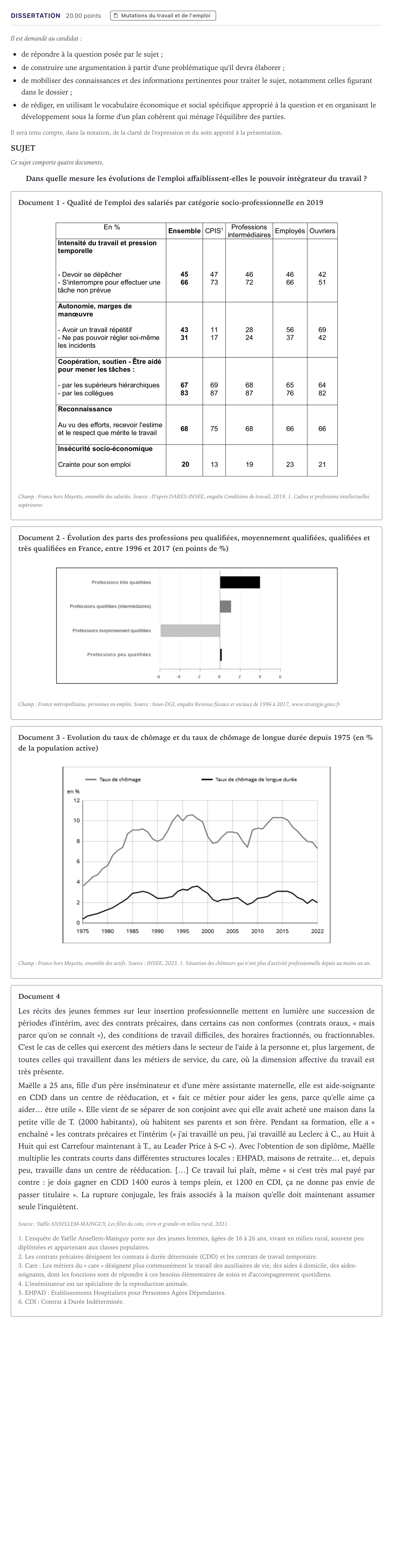 Énoncé: Dissertation · Bac Sciences Économiques et Sociales Métropole 2024 (sujet 1)