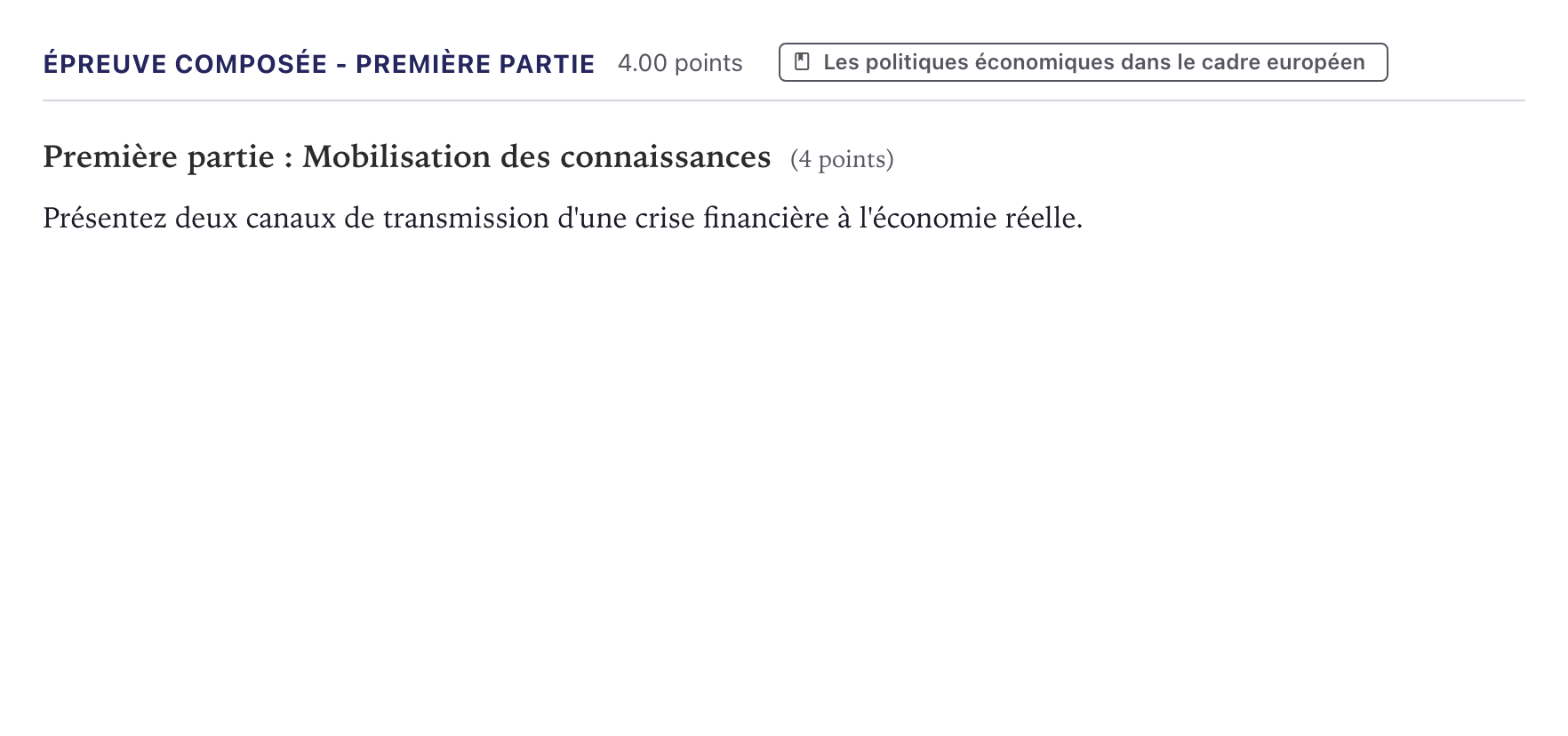 Énoncé: Épreuve composée - Première partie · Bac Sciences Économiques et Sociales Métropole 2024 (sujet 2)
