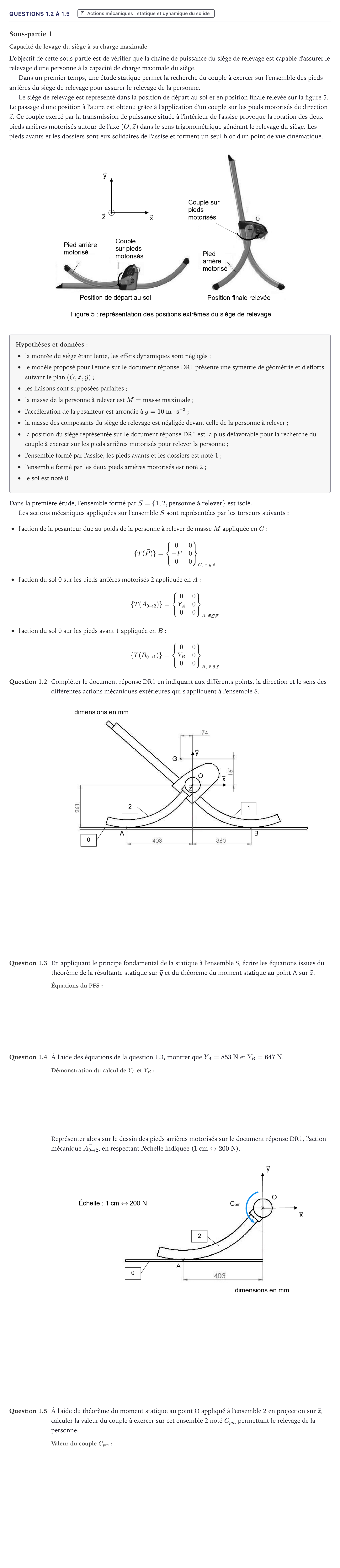 Énoncé: Exercice Questions 1.2 à 1.5 · Bac Sciences de l'Ingénieur Métropole 2024 (sujet 1)
