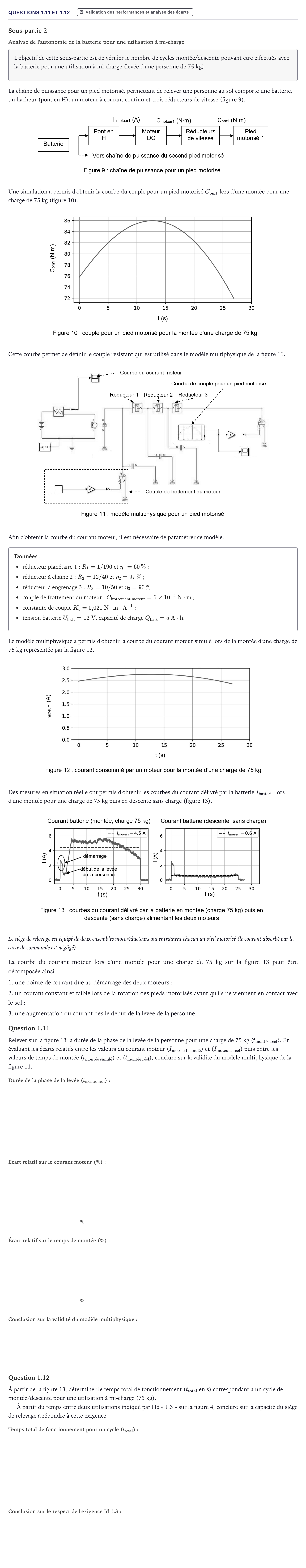 Énoncé: Exercice Questions 1.11 et 1.12 · Bac Sciences de l'Ingénieur Métropole 2024 (sujet 1)