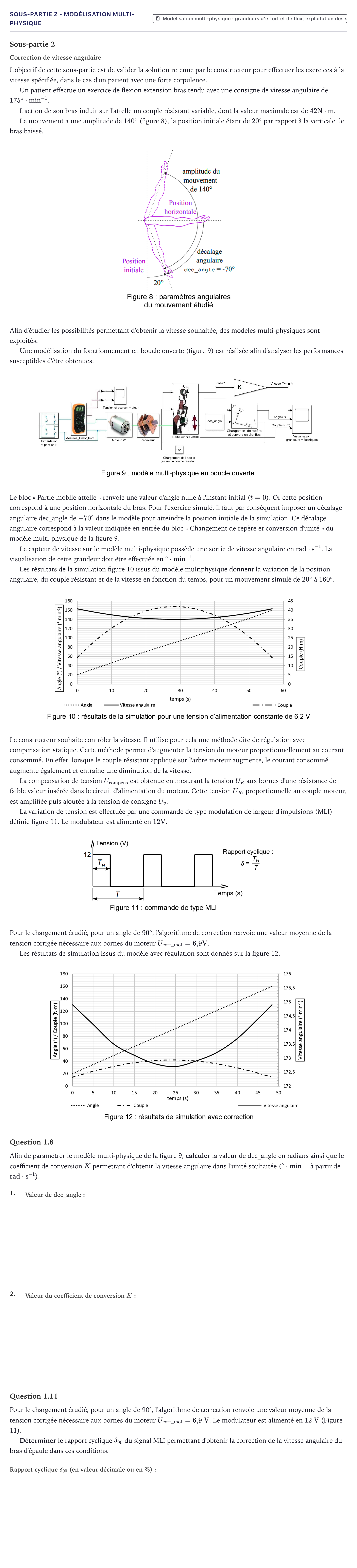 Énoncé: Exercice Sous-partie 2 - Modélisation multi-physique · Bac Sciences de l'Ingénieur Métropole 2024 (sujet 2)