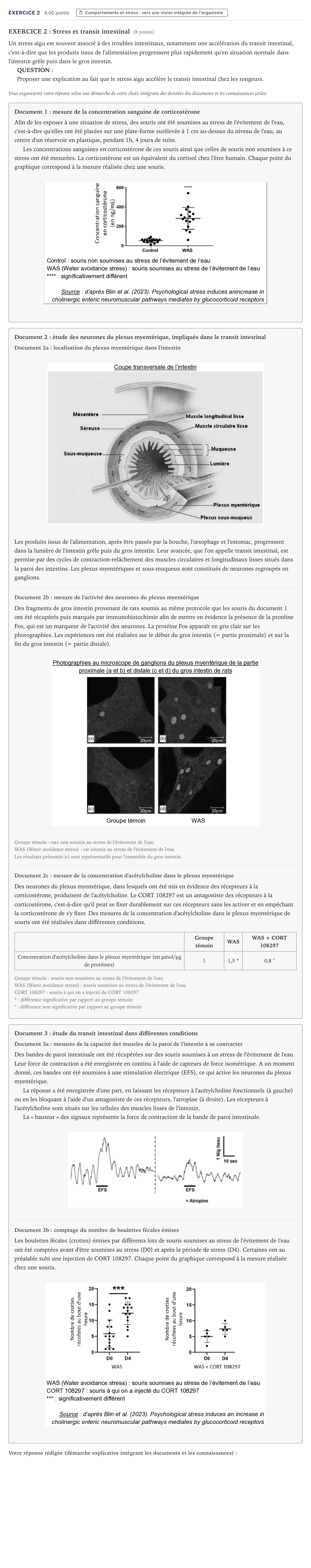 Énoncé: Exercice 2 · Bac Sciences de la Vie et de la Terre Métropole 2024 (sujet 1)
