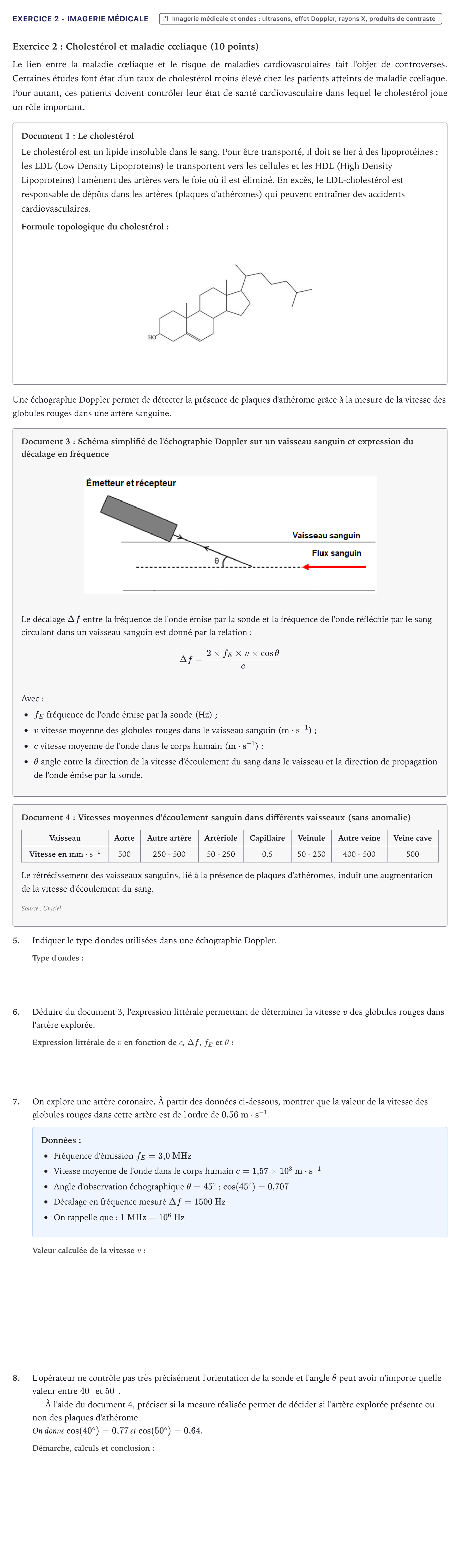 Énoncé: Exercice 2 - Imagerie médicale · Bac ST2S Chimie, Biologie et Physiopathologie Humaines Métropole 2024