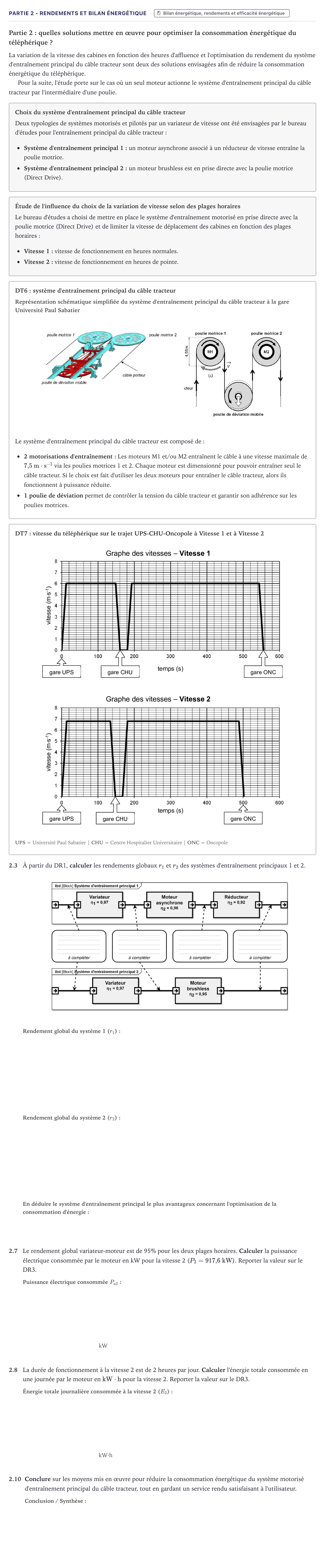 Énoncé: Partie 2 - Rendements et bilan énergétique · Bac STI2D Ingénierie, Innovation et Développement Durable Métropole - ITEC 2024