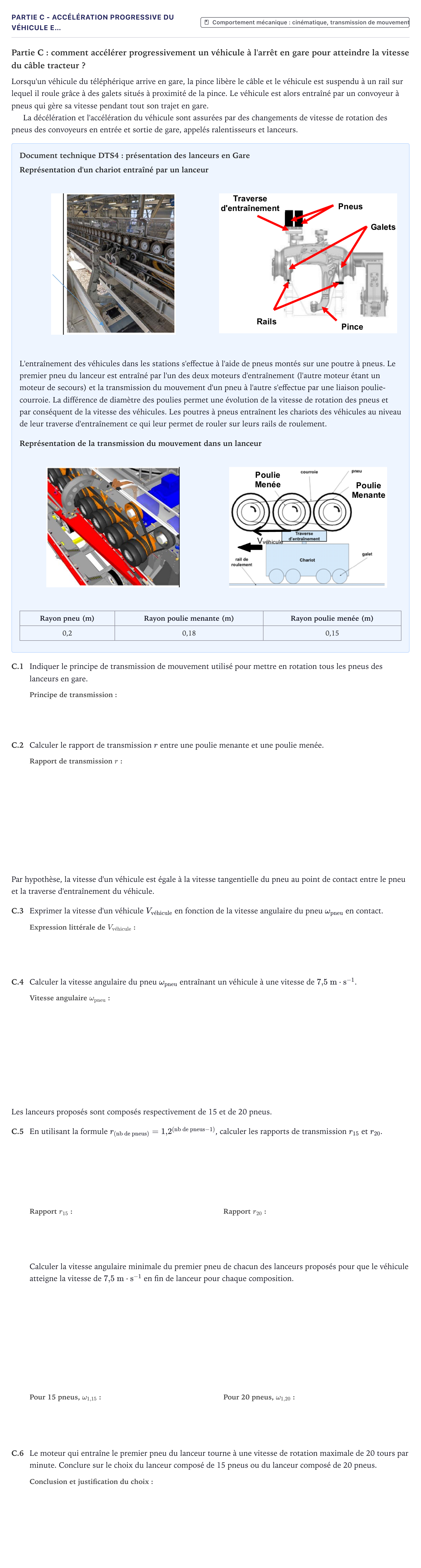 Énoncé: Partie C - Accélération progressive du véhicule e… · Bac STI2D Ingénierie, Innovation et Développement Durable Métropole - ITEC 2024