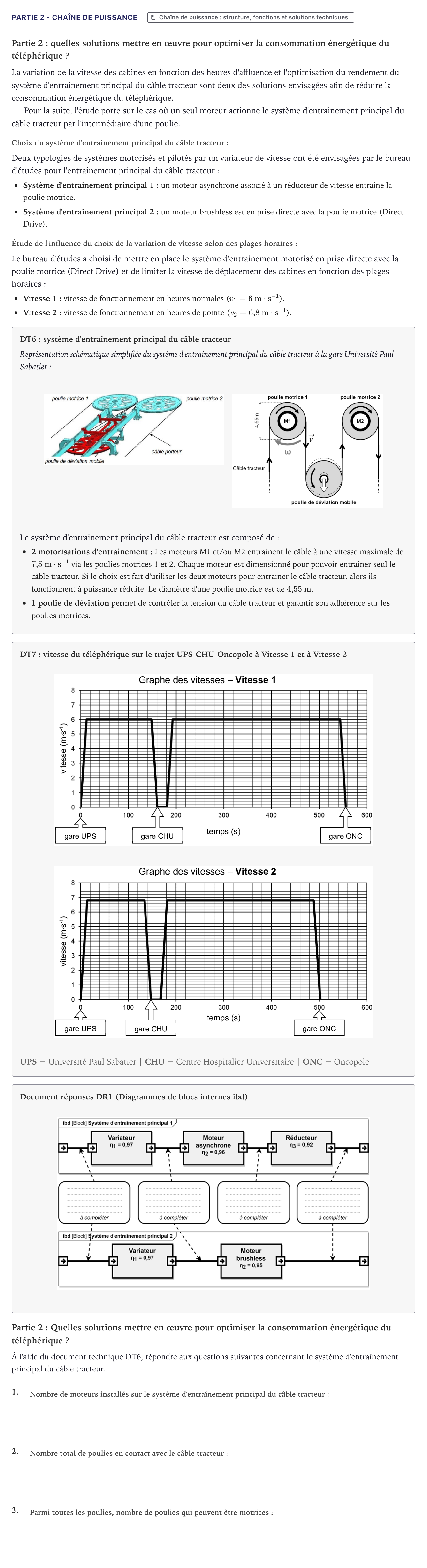 Énoncé: Partie 2 - Chaîne de puissance · Bac STI2D Ingénierie, Innovation et Développement Durable Métropole - SIN 2024