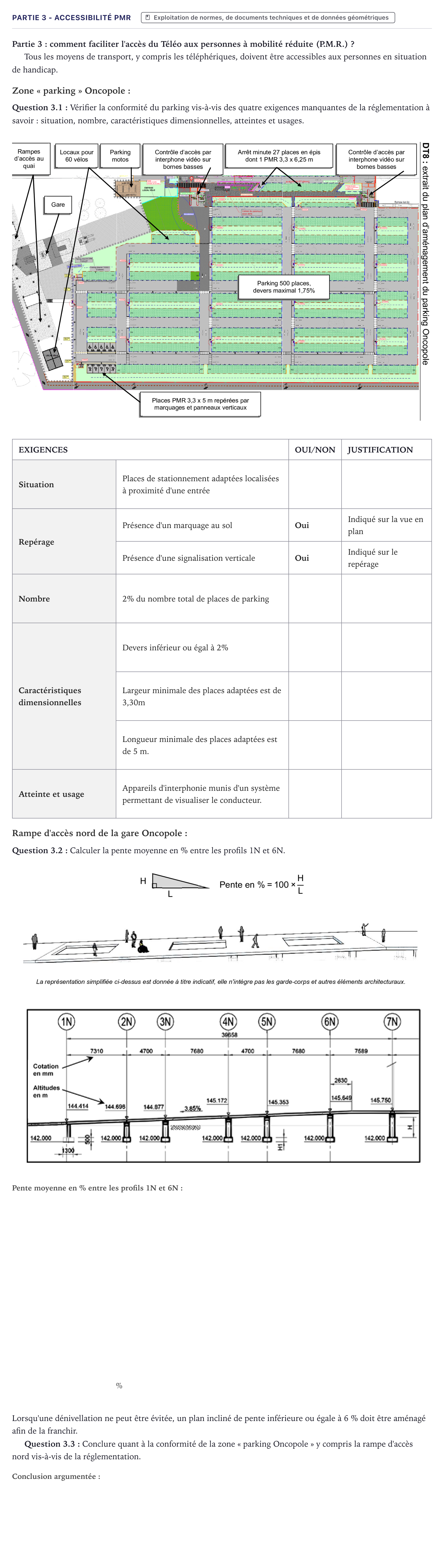 Énoncé: Partie 3 - Accessibilité PMR · Bac STI2D Ingénierie, Innovation et Développement Durable Métropole - SIN 2024