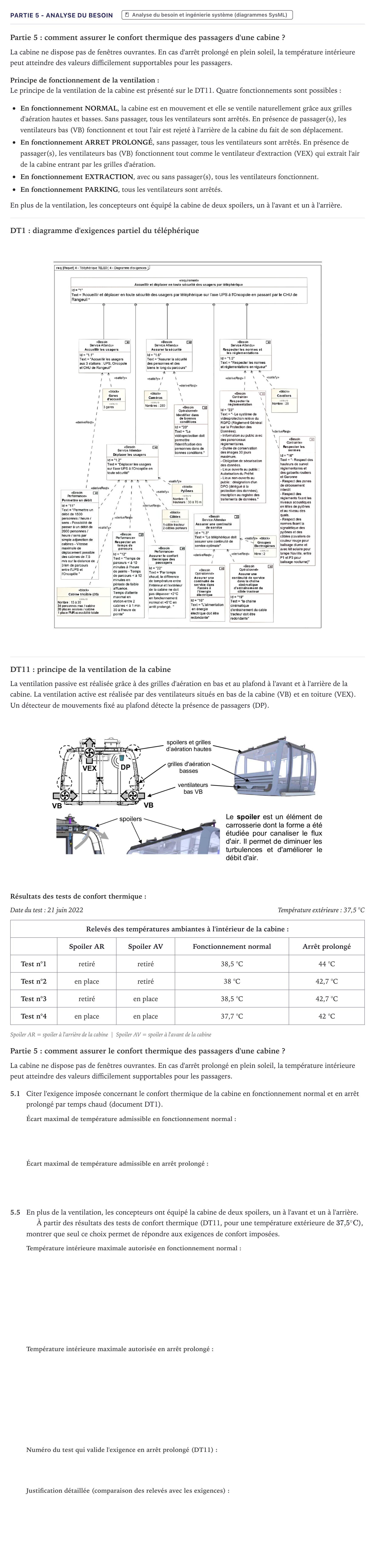 Énoncé: Partie 5 - Analyse du besoin · Bac STI2D Ingénierie, Innovation et Développement Durable Métropole - SIN 2024