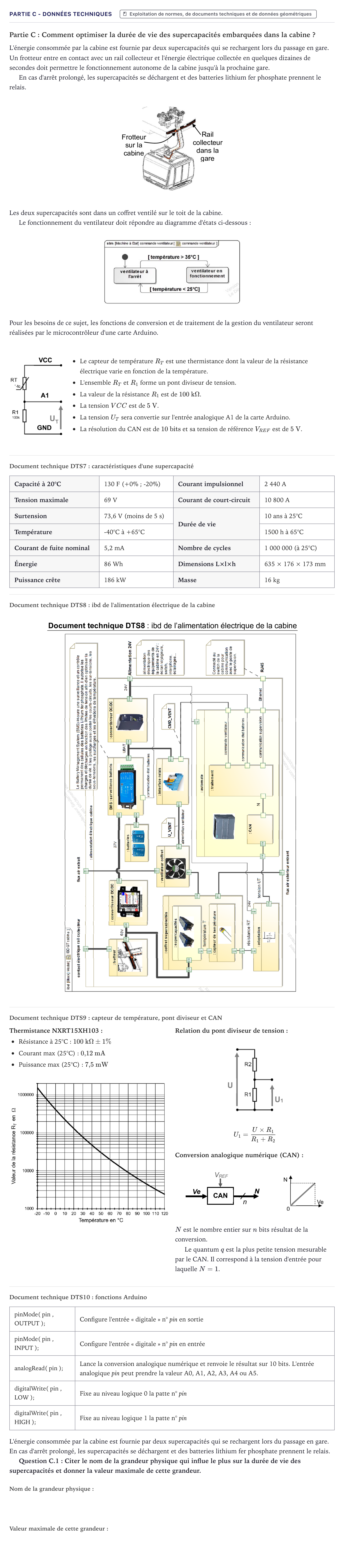 Énoncé: Partie C - Données techniques · Bac STI2D Ingénierie, Innovation et Développement Durable Métropole - SIN 2024