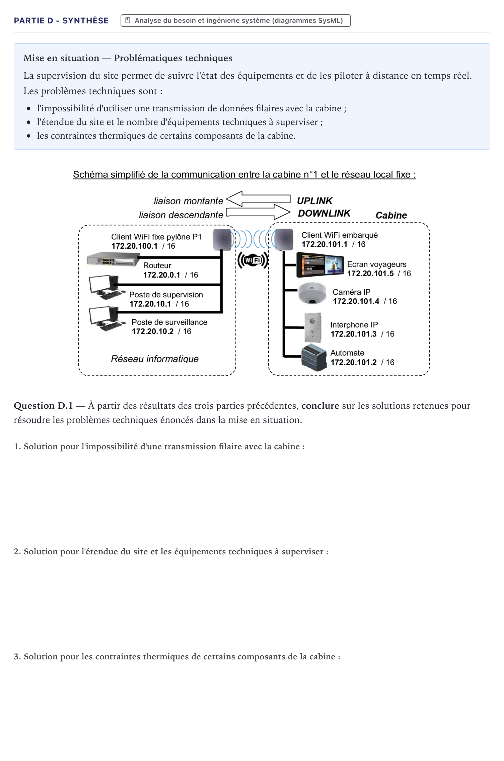 Énoncé: Partie D - Synthèse · Bac STI2D Ingénierie, Innovation et Développement Durable Métropole - SIN 2024