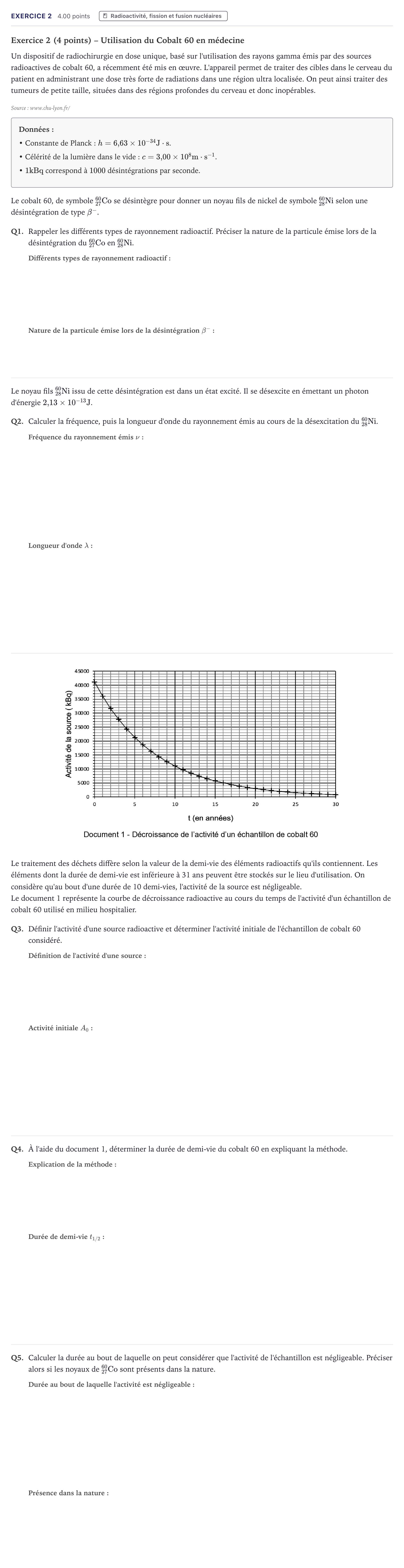 Énoncé: Exercice 2 · Bac STI2D Physique-Chimie et Mathématiques Métropole 2024