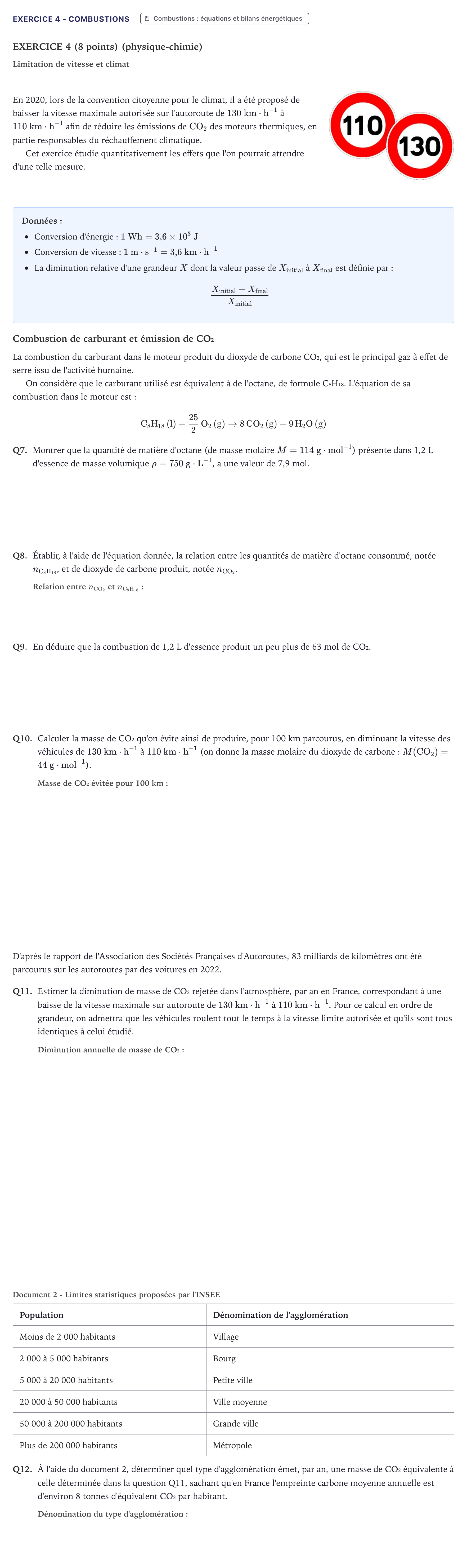 Énoncé: Exercice 4 - Combustions · Bac STI2D Physique-Chimie et Mathématiques Métropole 2024