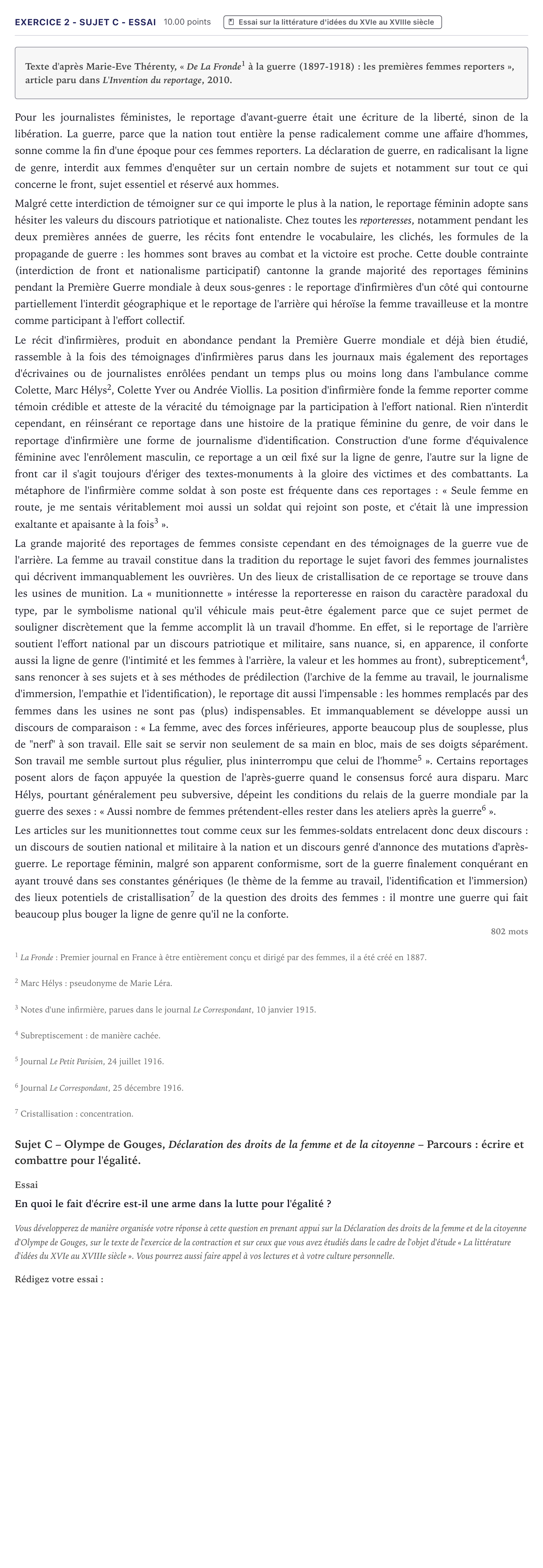 Énoncé: Exercice 2 - Sujet C - Essai · Bac STMG Français Métropole 2024