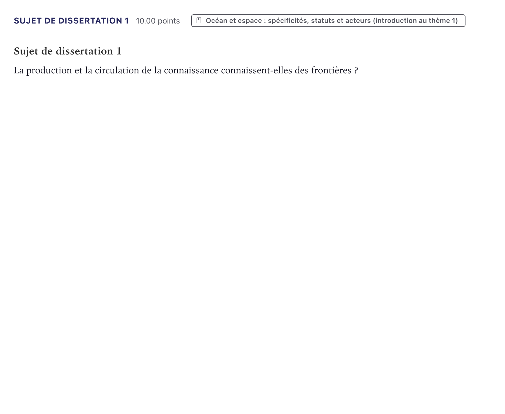 Énoncé: Sujet de dissertation 1 · Bac Histoire-Géographie, Géopolitique et Sciences Politiques Métropole 2023 (sujet 1)