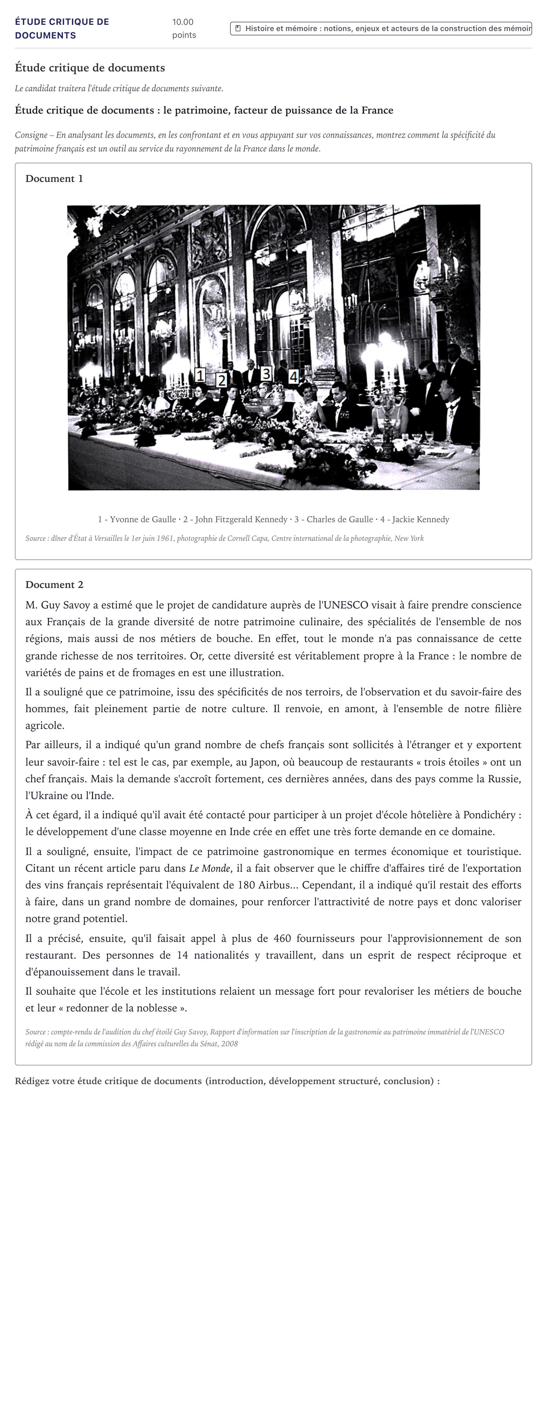 Énoncé: Exercice Étude critique de documents · Bac Histoire-Géographie, Géopolitique et Sciences Politiques Métropole 2023 (sujet 1)