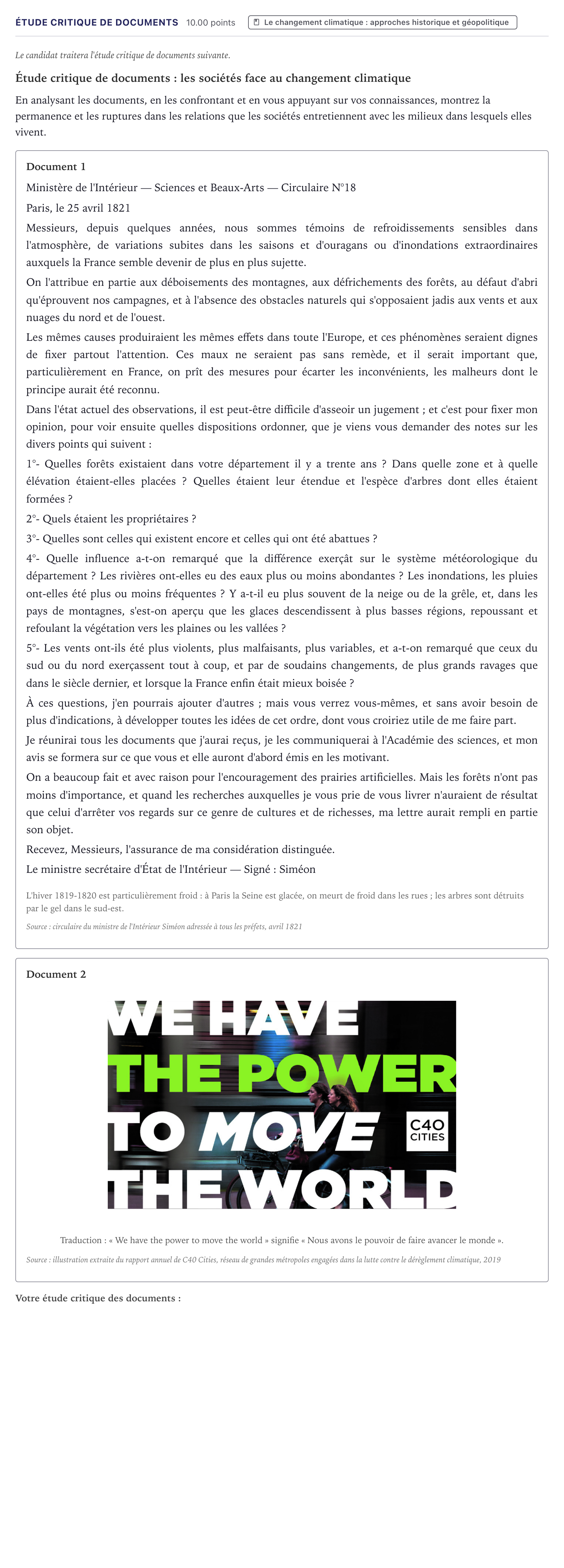 Énoncé: Exercice Étude critique de documents · Bac Histoire-Géographie, Géopolitique et Sciences Politiques Métropole 2023 (sujet 2)