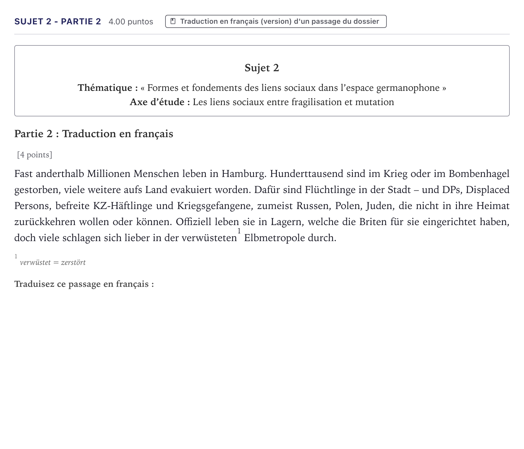 Énoncé: Sujet 2 - Partie 2 · Bac Allemand Métropole 2023