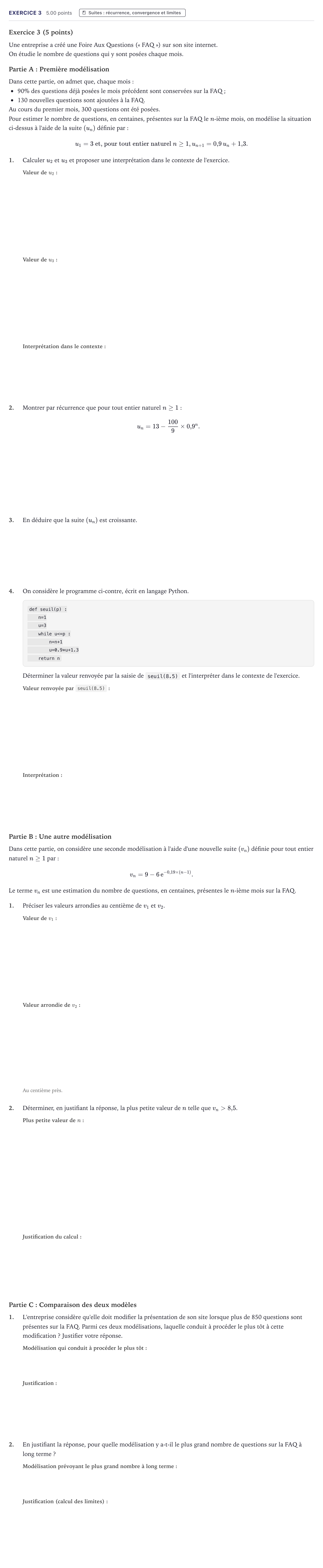 Énoncé: Exercice 3 · Bac Mathématiques Métropole 2023 (sujet 1)