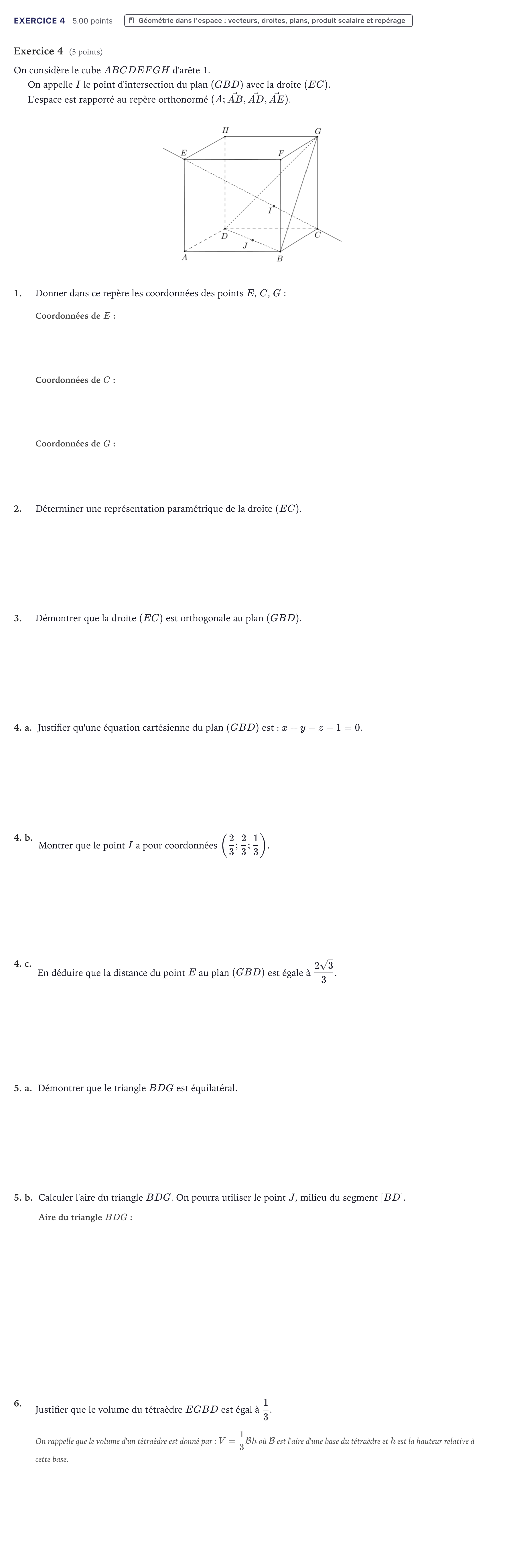 Énoncé: Exercice 4 · Bac Mathématiques Métropole 2023 (sujet 1)
