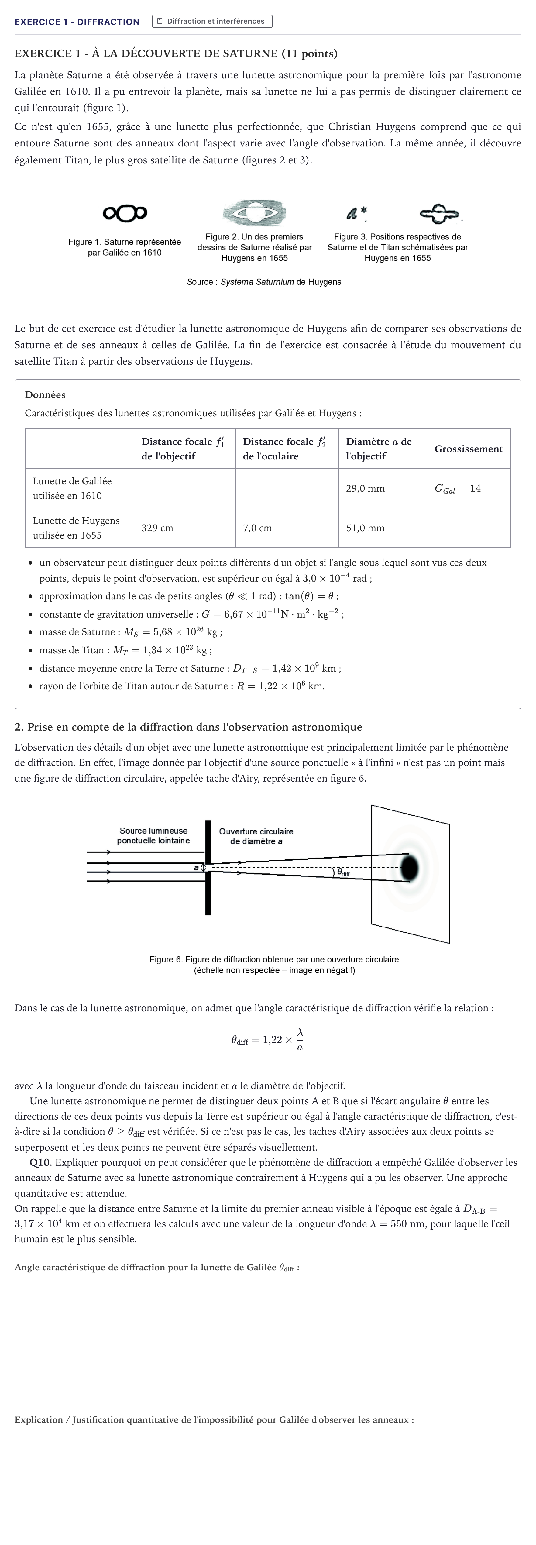 Énoncé: Exercice 1 - Diffraction · Bac Physique-Chimie Métropole 2023 (sujet 1)