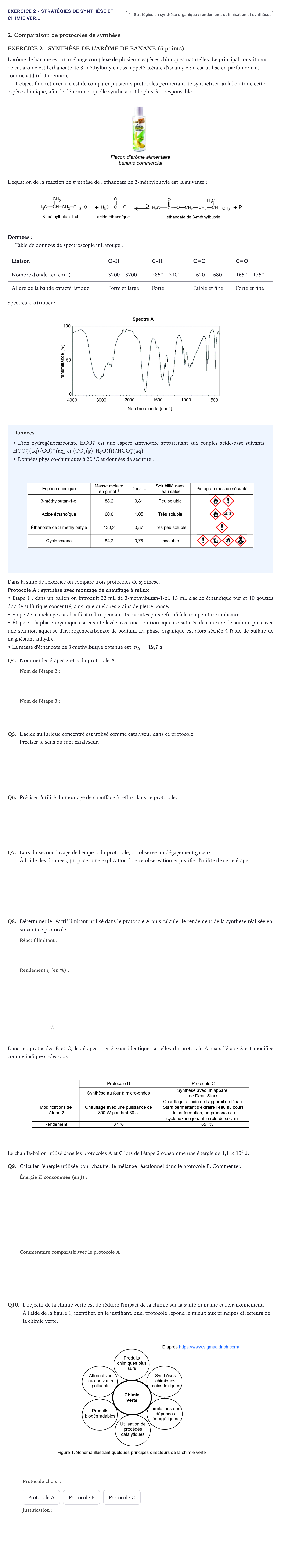 Énoncé: Exercice 2 - Stratégies de synthèse et chimie ver… · Bac Physique-Chimie Métropole 2023 (sujet 1)