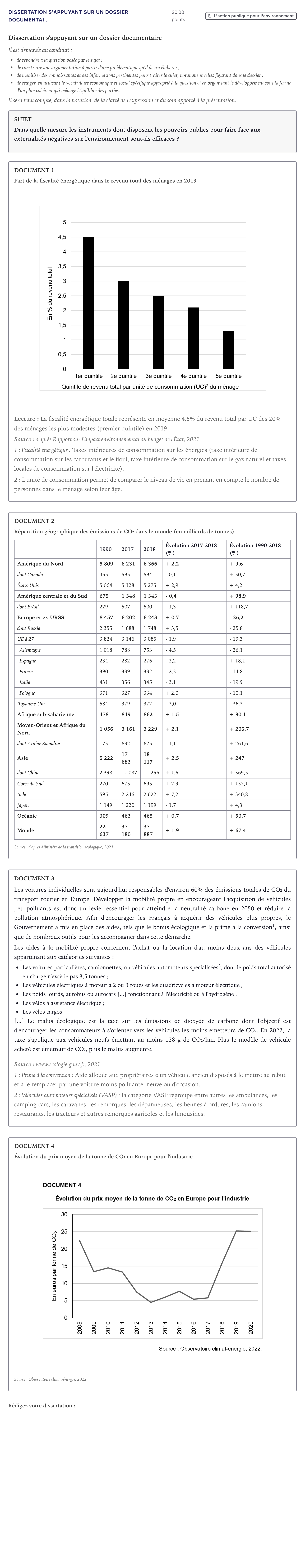 Énoncé: Dissertation s'appuyant sur un dossier documentai… · Bac Sciences Économiques et Sociales Métropole 2023 (sujet 2)