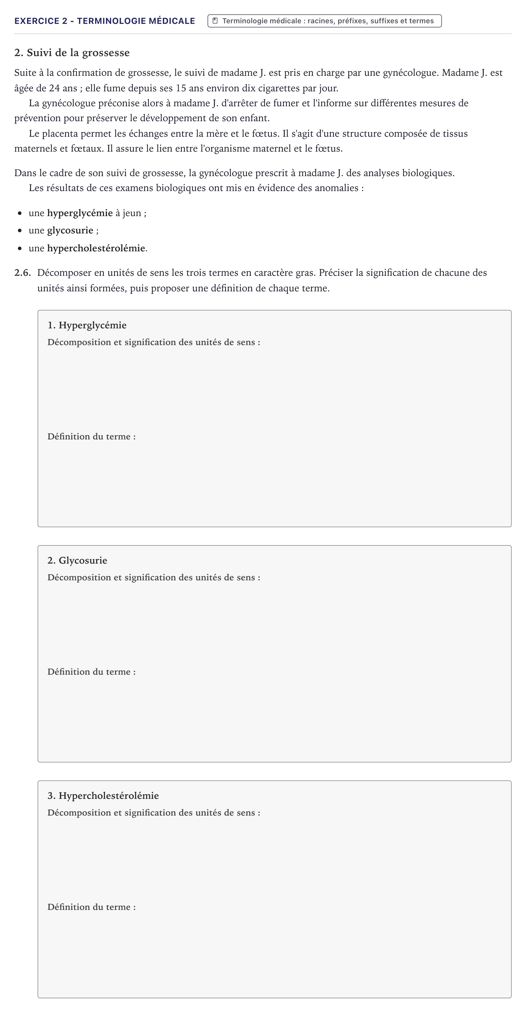 Énoncé: Exercice 2 - Terminologie médicale · Bac ST2S Chimie, Biologie et Physiopathologie Humaines Métropole 2023