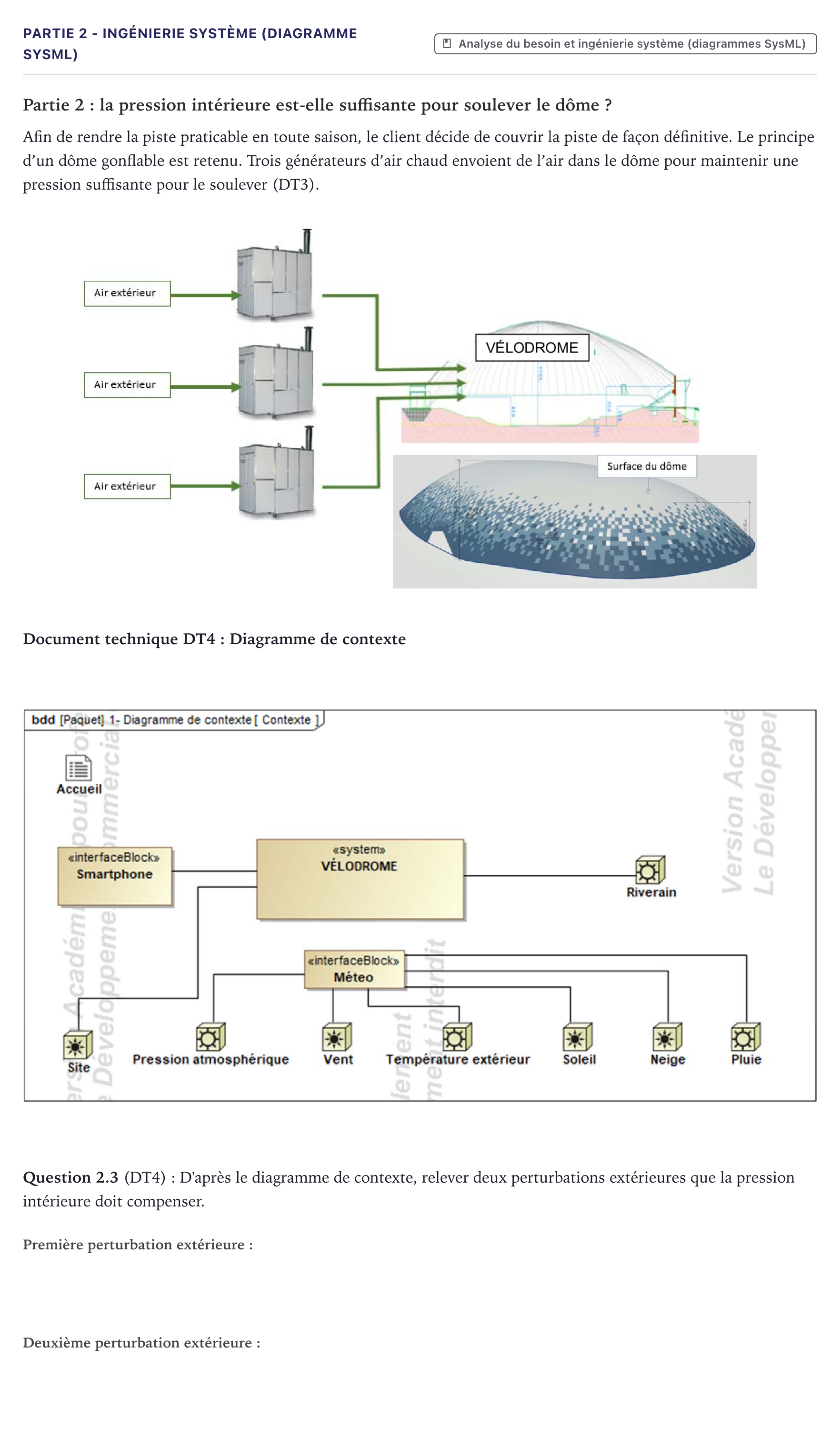 Énoncé: Partie 2 - Ingénierie système (diagramme SysML) · Bac STI2D Ingénierie, Innovation et Développement Durable Métropole - AC 2023
