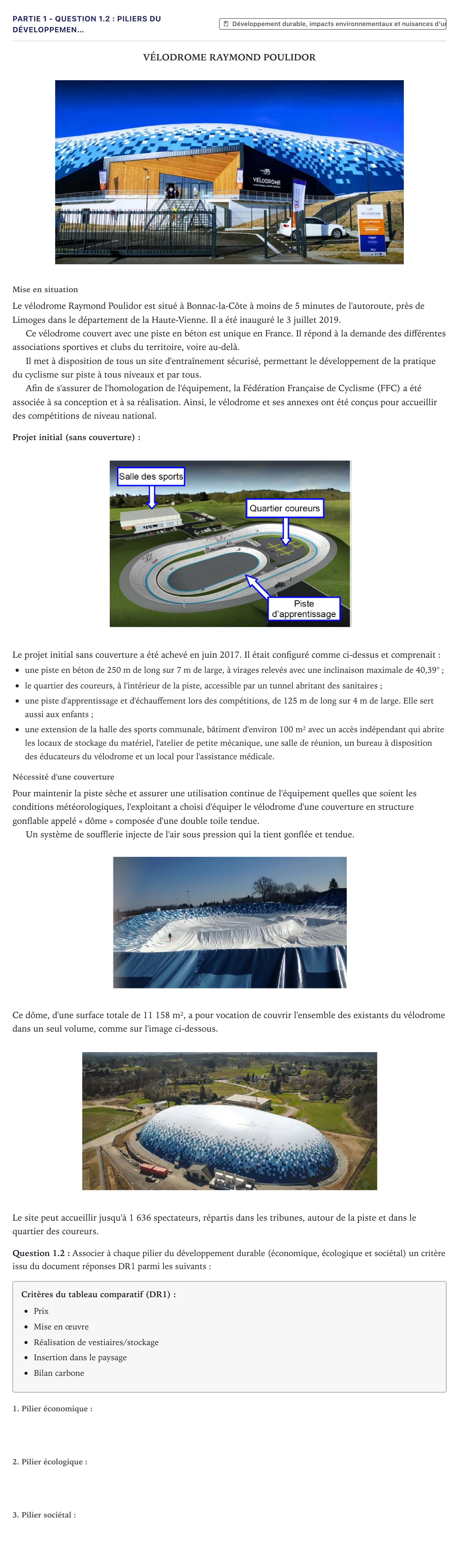 Énoncé: Partie 1 - Question 1.2 : Piliers du développemen… · Bac STI2D Ingénierie, Innovation et Développement Durable Métropole - EE 2023