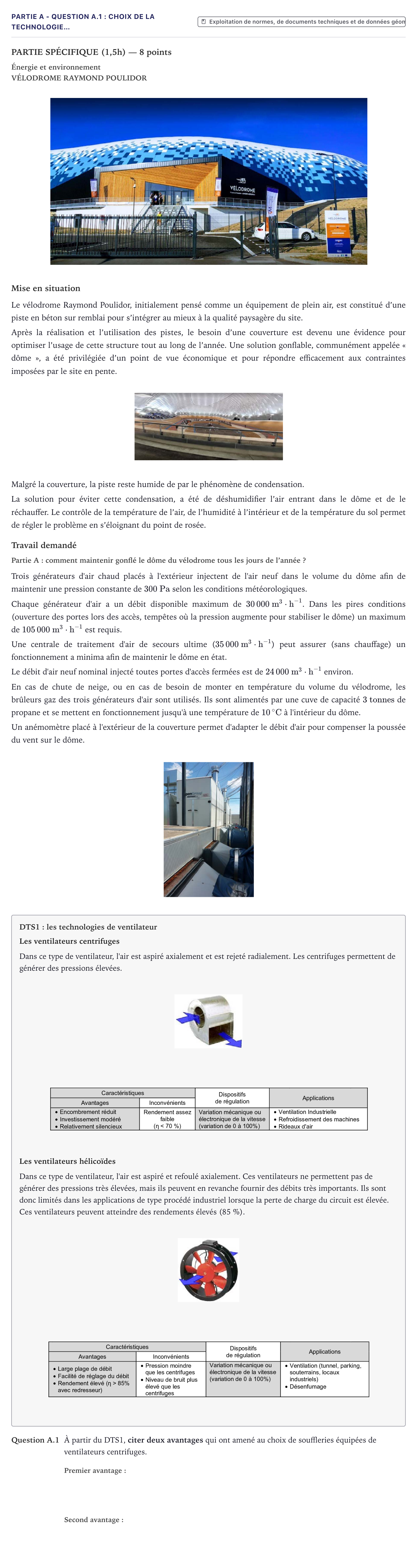 Énoncé: Partie A - Question A.1 : Choix de la technologie… · Bac STI2D Ingénierie, Innovation et Développement Durable Métropole - EE 2023