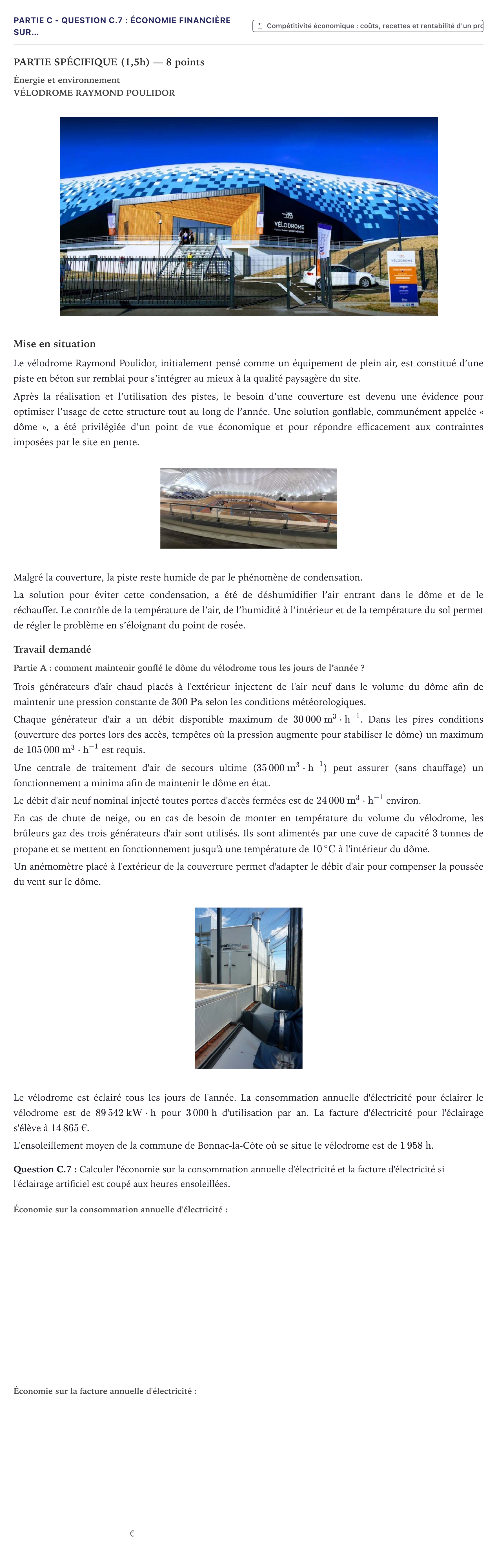 Énoncé: Partie C - Question C.7 : Économie financière sur… · Bac STI2D Ingénierie, Innovation et Développement Durable Métropole - EE 2023