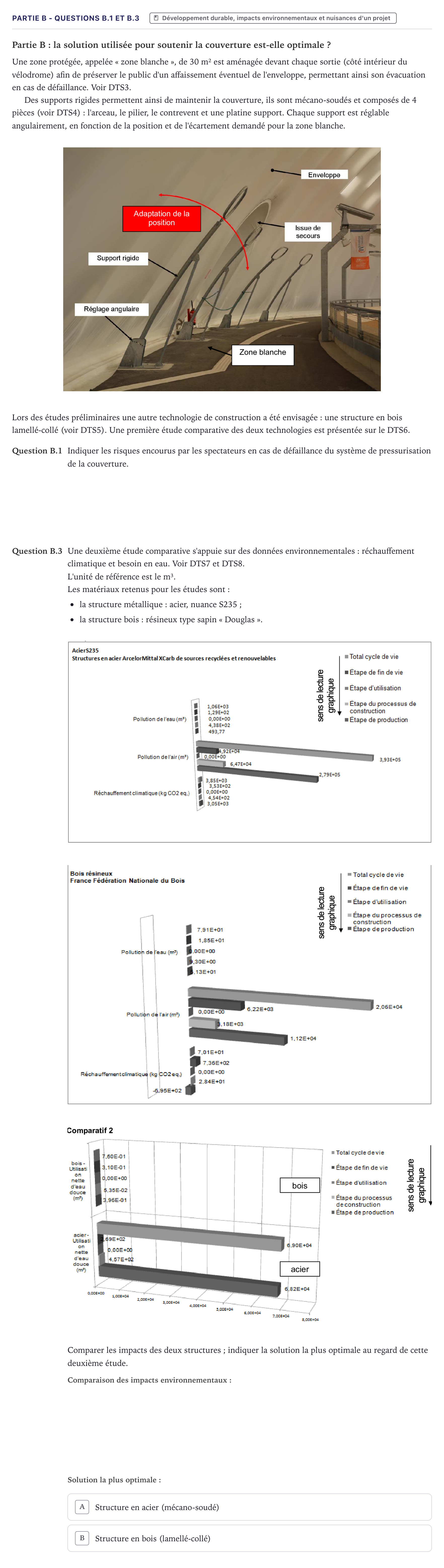 Énoncé: Partie B - Questions B.1 et B.3 · Bac STI2D Ingénierie, Innovation et Développement Durable Métropole - ITEC 2023