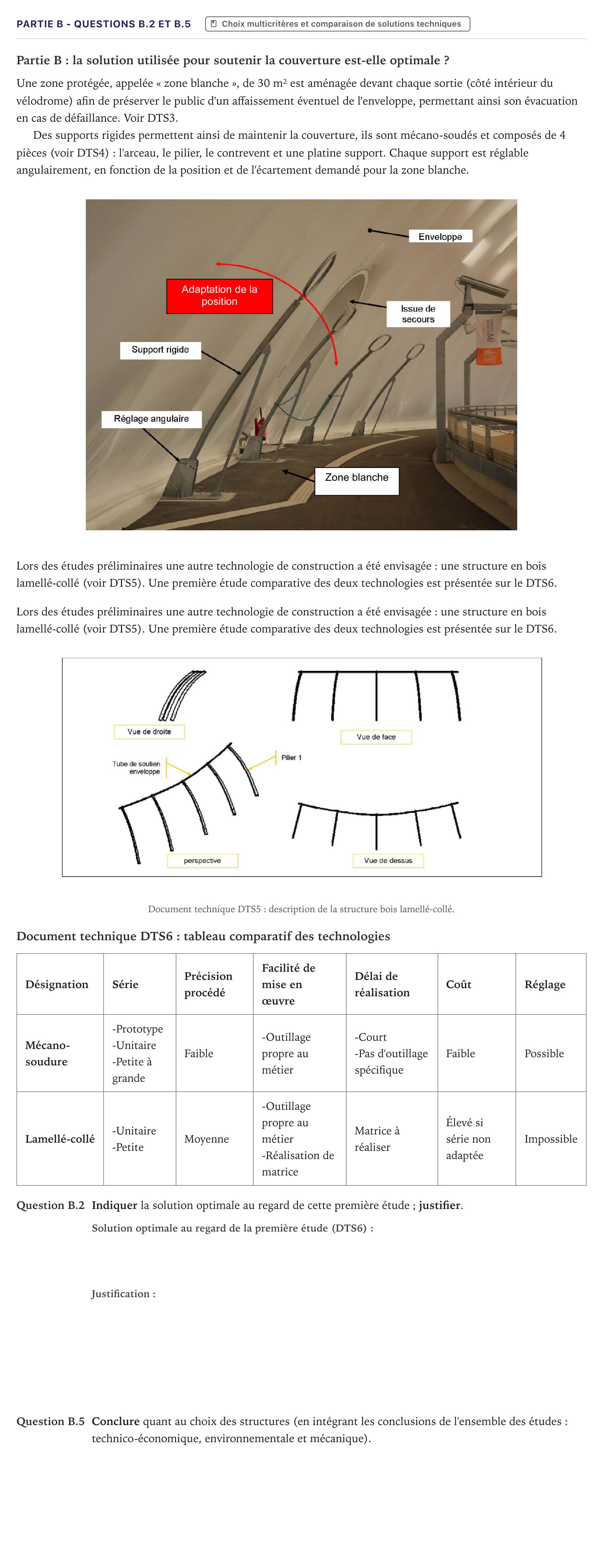 Énoncé: Partie B - Questions B.2 et B.5 · Bac STI2D Ingénierie, Innovation et Développement Durable Métropole - ITEC 2023