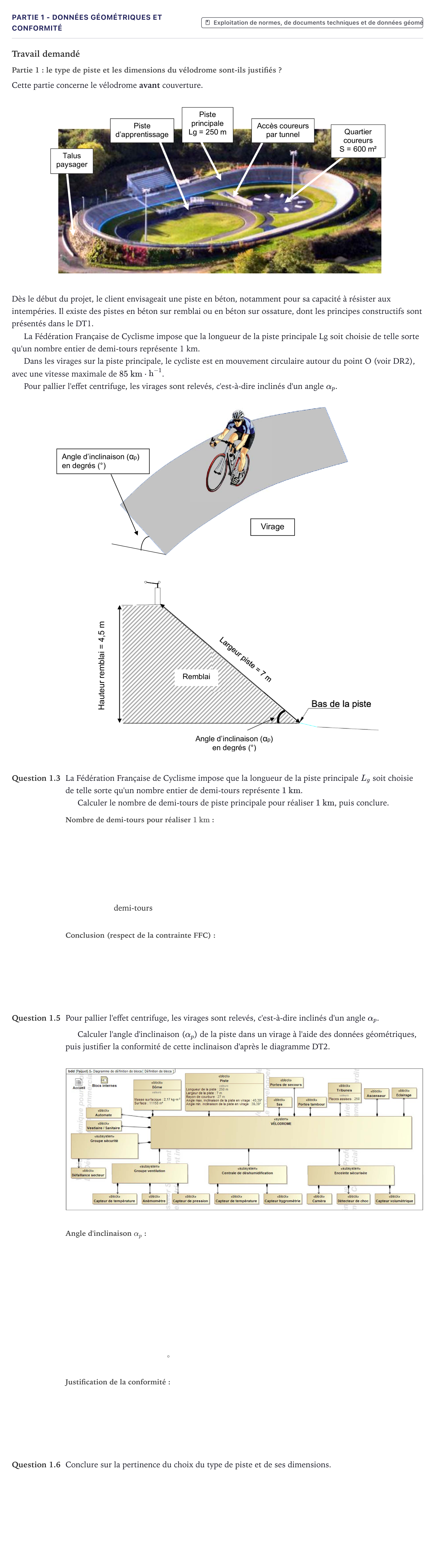 Énoncé: Partie 1 - Données géométriques et conformité · Bac STI2D Ingénierie, Innovation et Développement Durable Métropole - SIN 2023