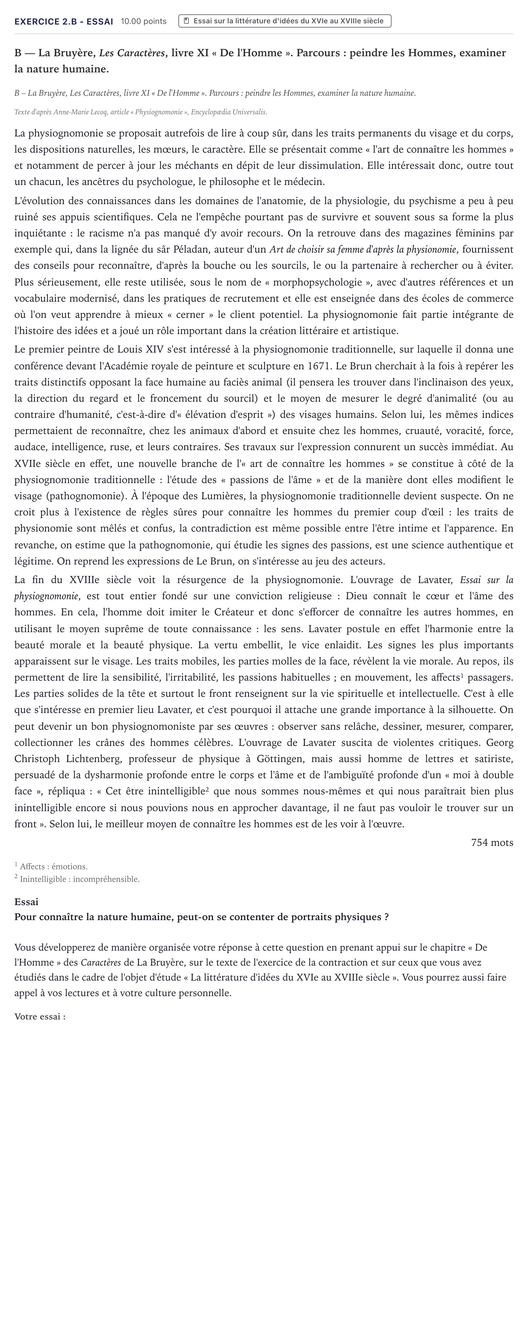 Énoncé: Exercice 2.B - Essai · Bac STMG Français Métropole 2023
