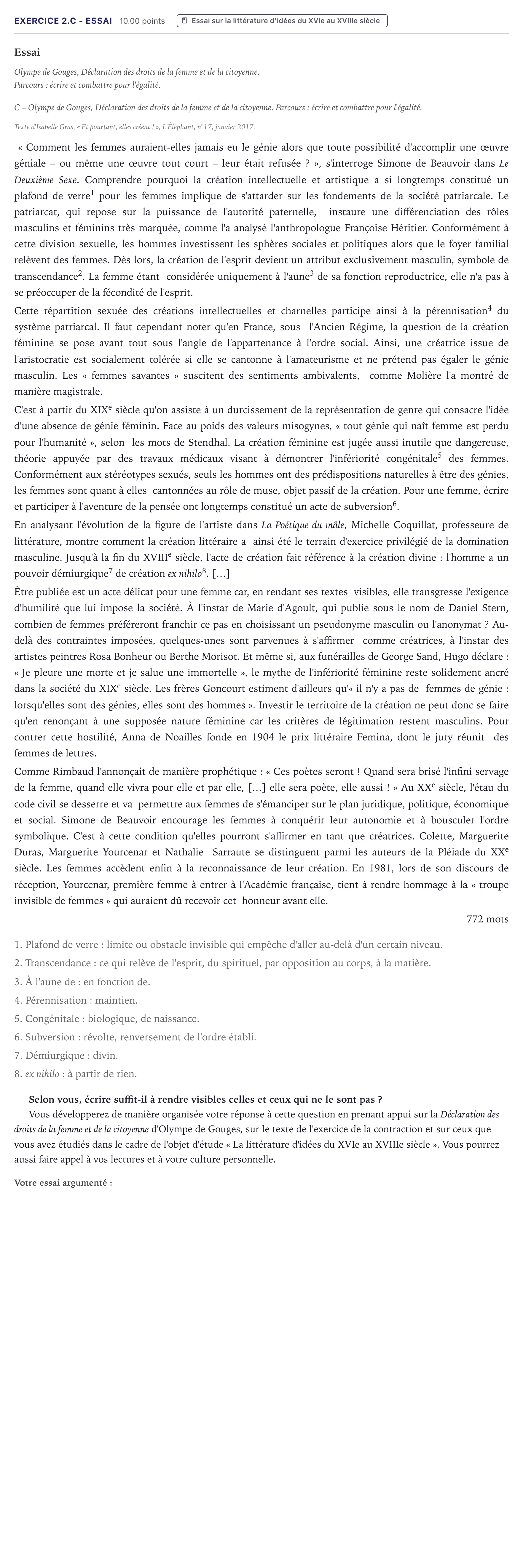 Énoncé: Exercice 2.C - Essai · Bac STMG Français Métropole 2023