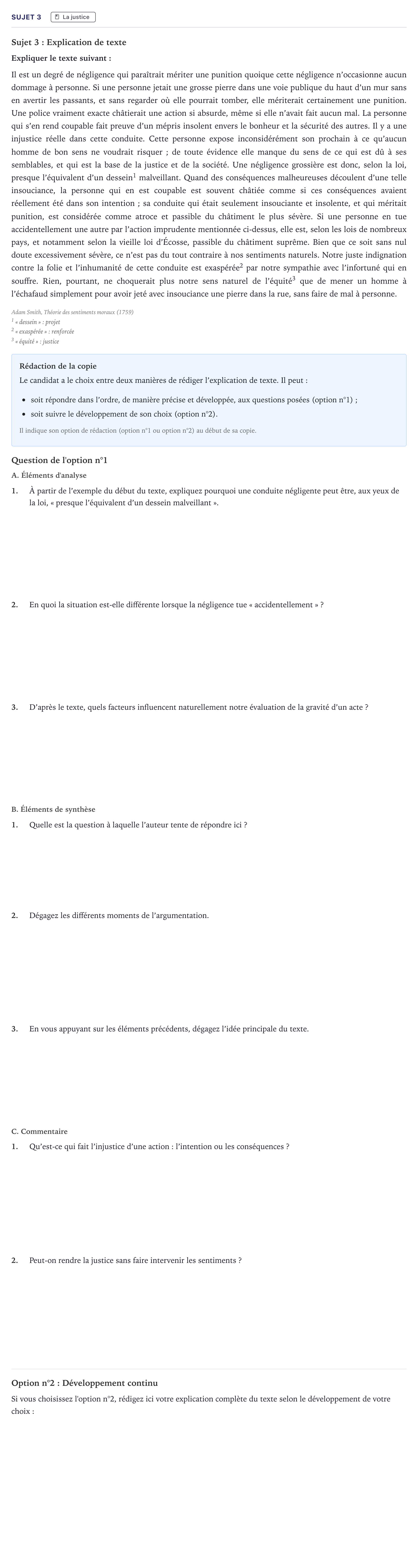 Énoncé: Sujet 3 · Bac STMG Philosophie Métropole 2023